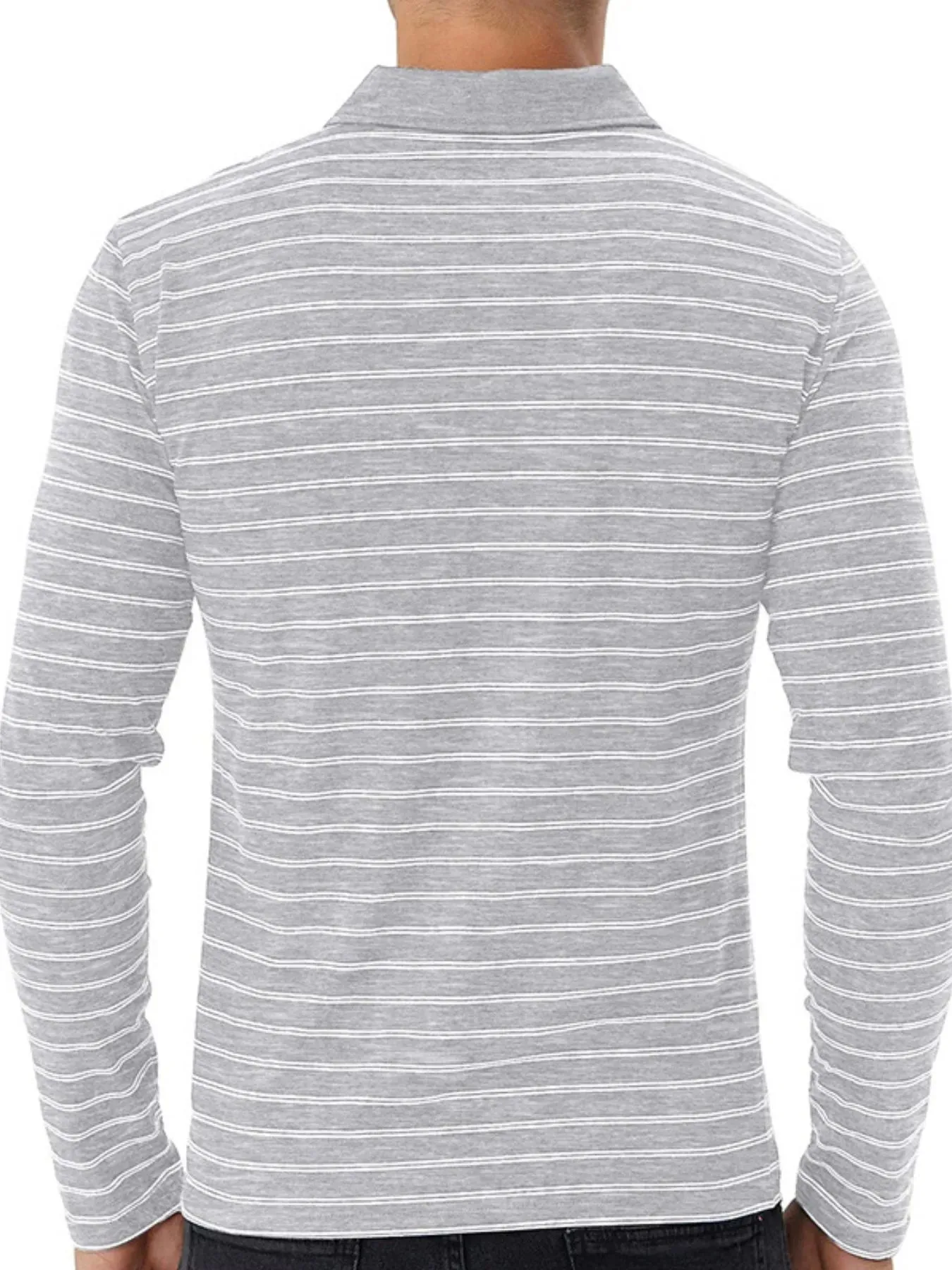 Men's Striped Long Sleeve Polo Shirt sold by Gigi Laurent product image thumbnail 3