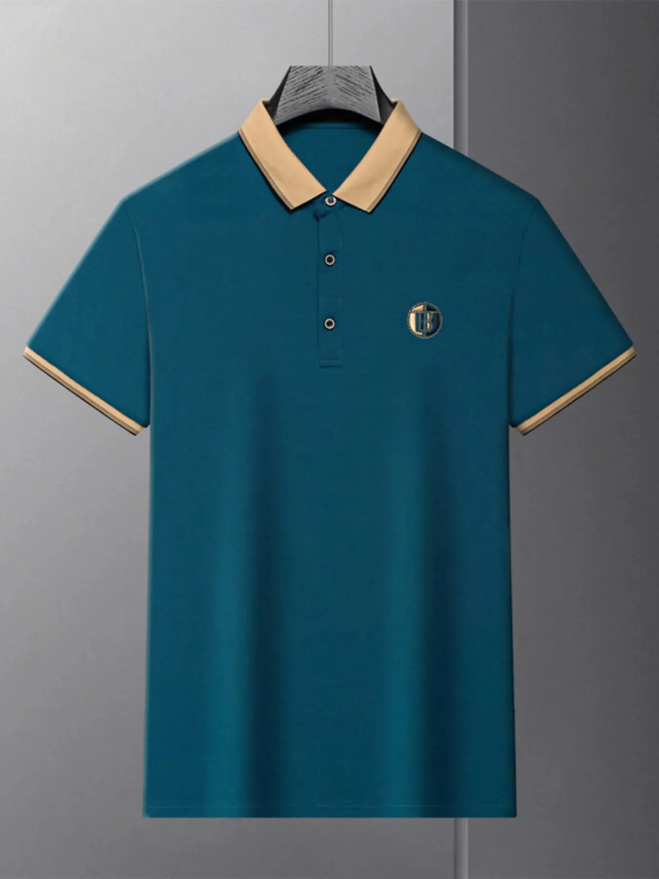 Men's Plus Size Contrast Collar Short Sleeve Polo Shirt sold by Gigi Laurent product image thumbnail 4