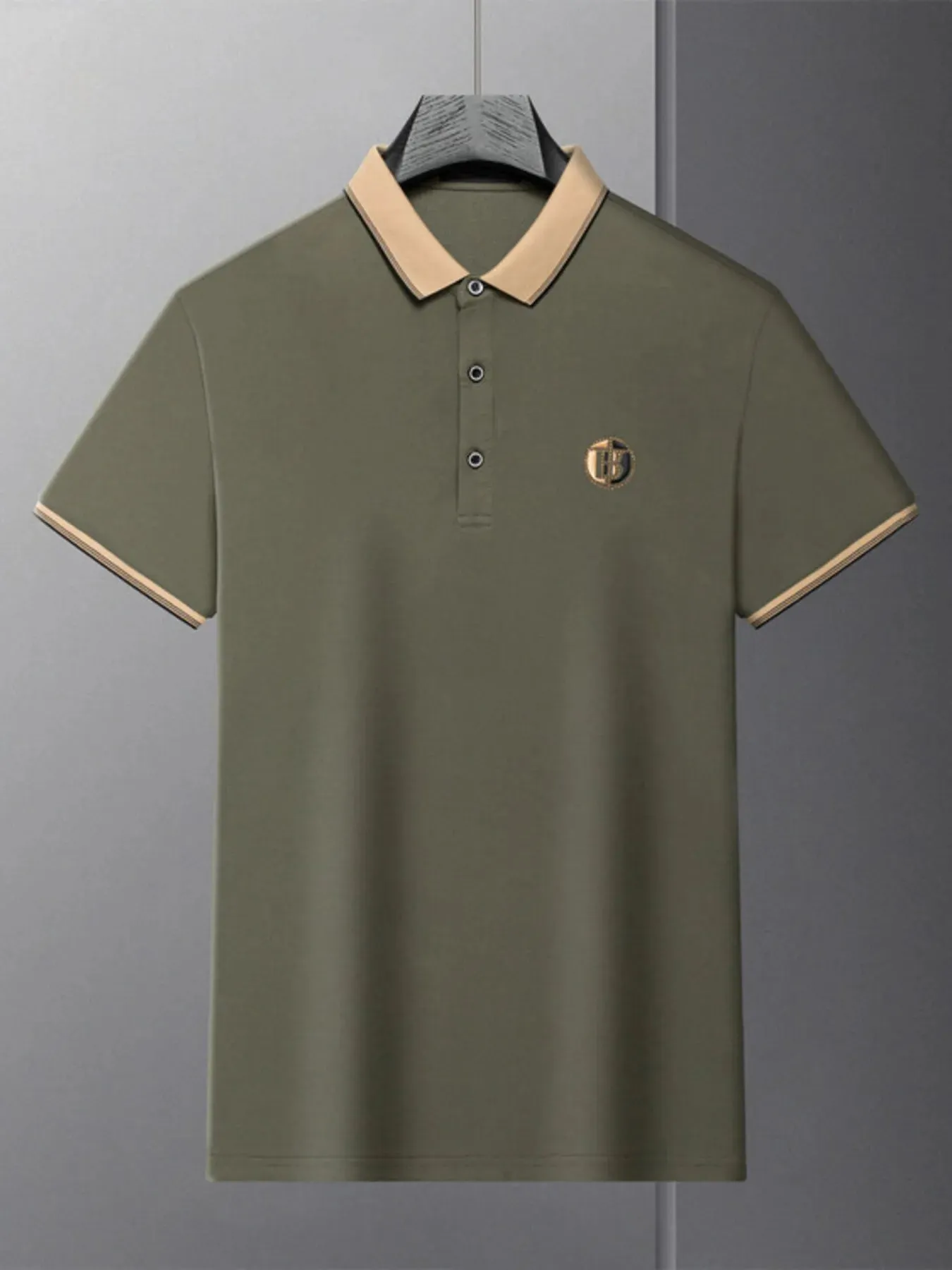 Men's Plus Size Contrast Collar Short Sleeve Polo Shirt sold by Gigi Laurent product image thumbnail 3