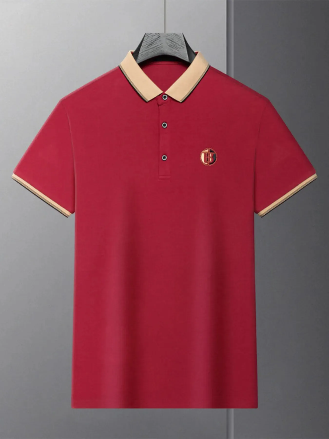 Men's Plus Size Contrast Collar Short Sleeve Polo Shirt sold by Gigi Laurent