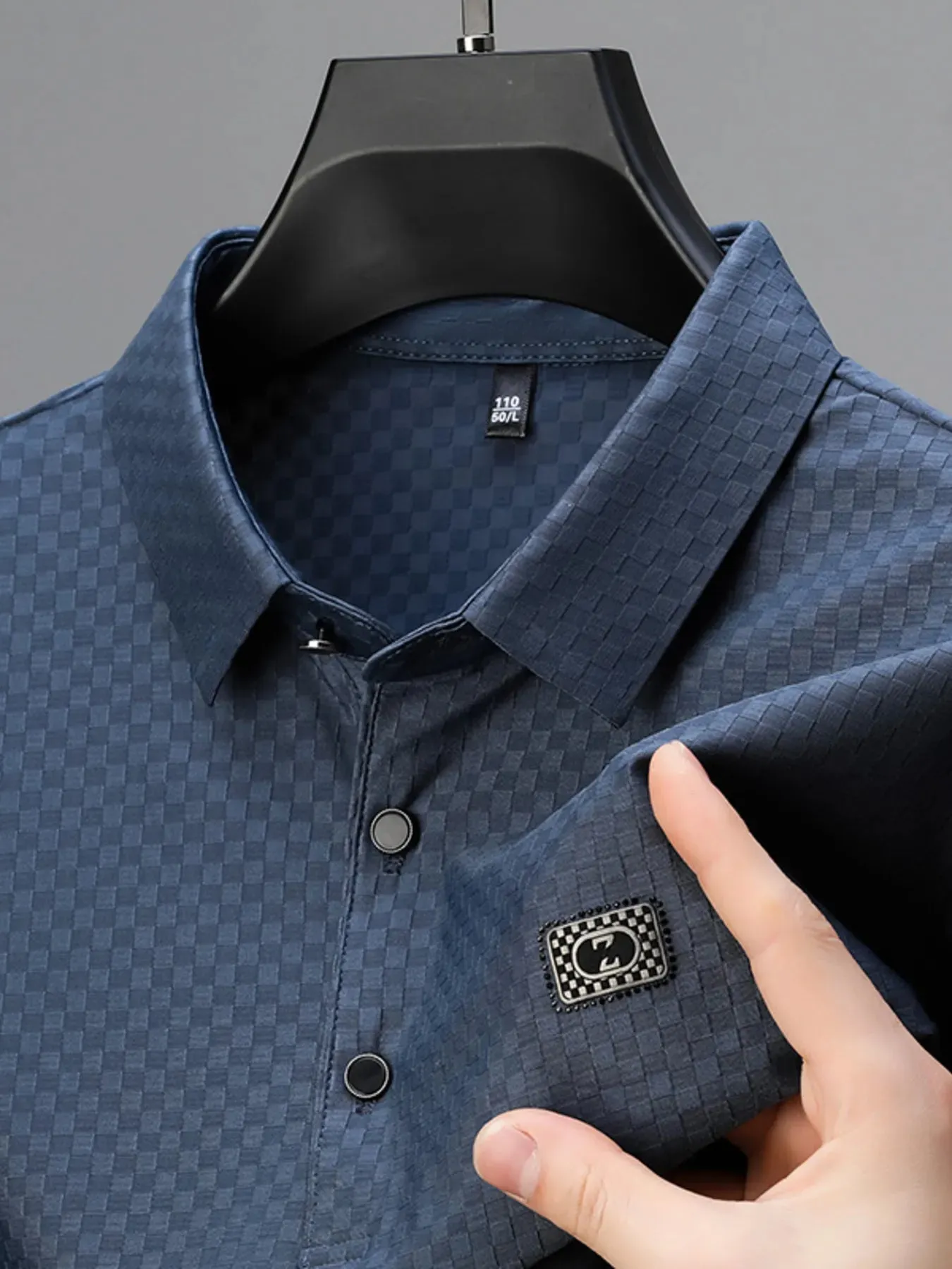 Men's Plus Size Diamond Pattern Short Sleeve Polo Shirt sold by Gigi Laurent product image thumbnail 4