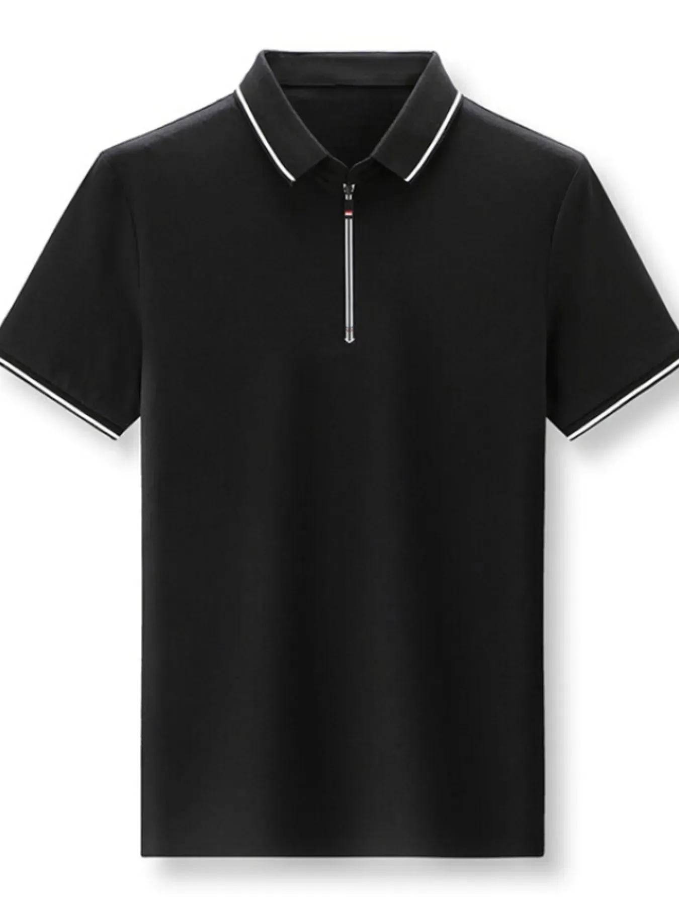 Men's Plus Size Half-Zip Contrast Trim Polo Shirt sold by Gigi Laurent product image thumbnail 5