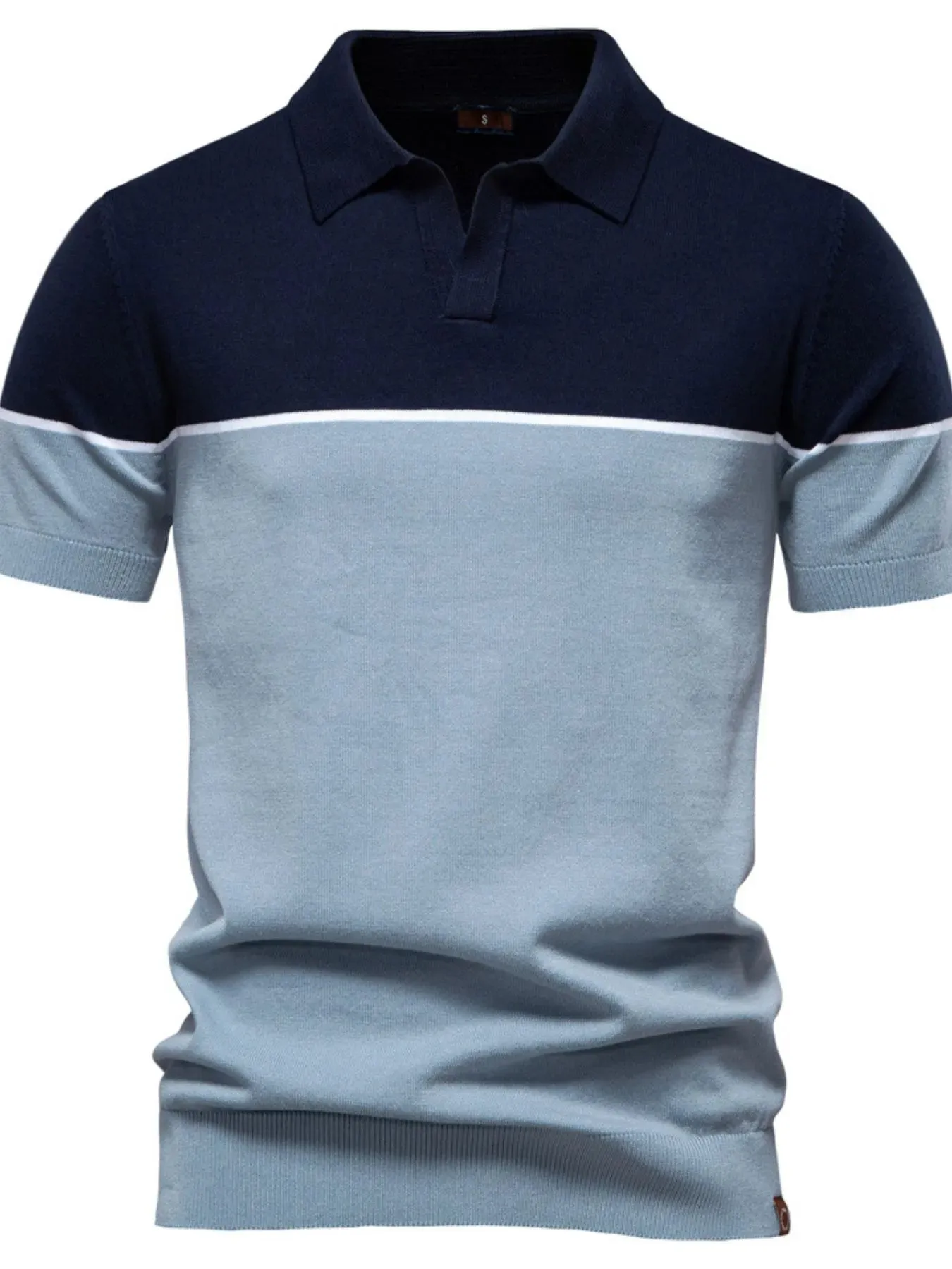 Men's Color Block Short Sleeve Knit Polo Shirt sold by Gigi Laurent product image thumbnail 4