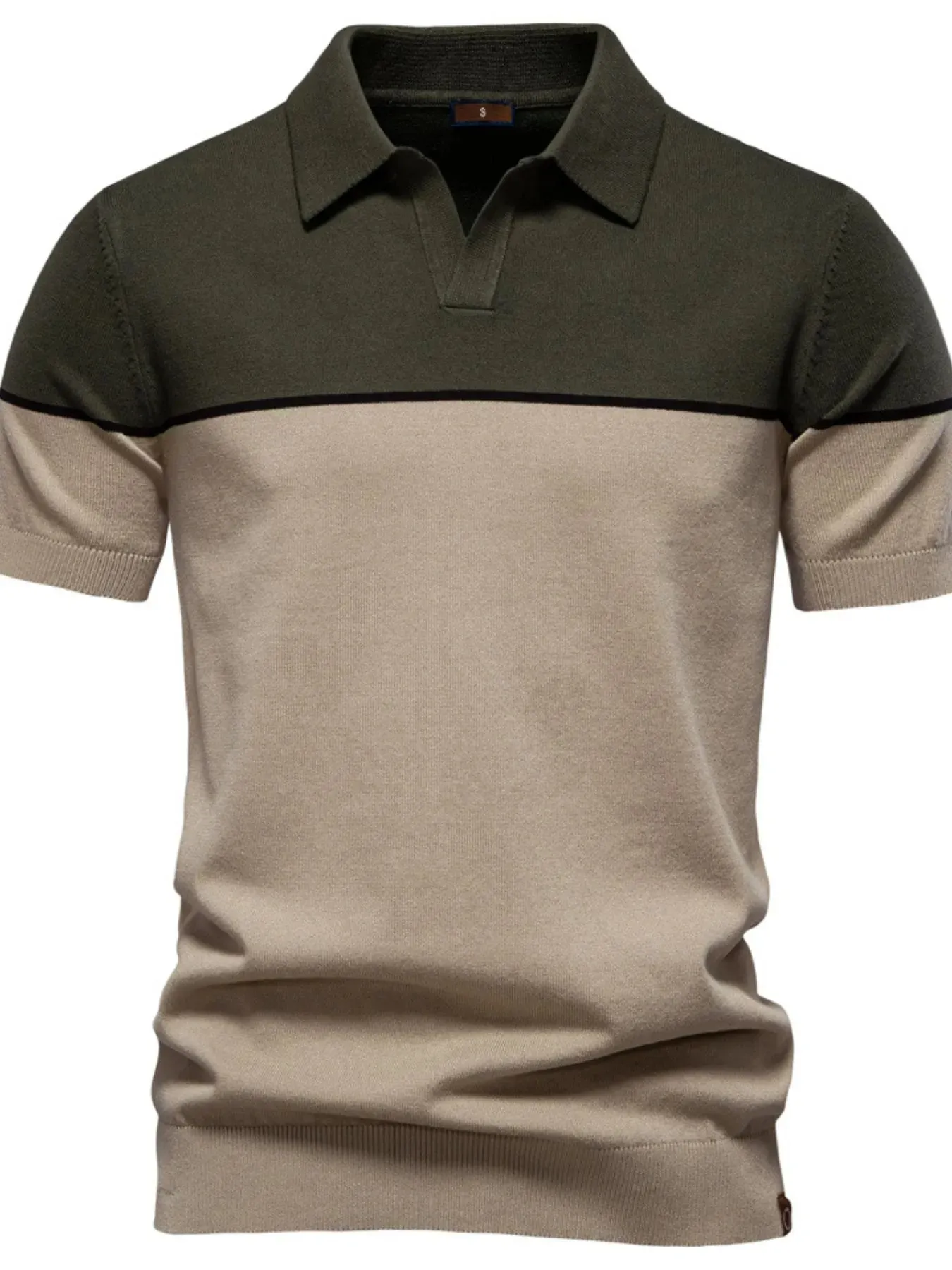 Men's Color Block Short Sleeve Knit Polo Shirt sold by Gigi Laurent product image thumbnail 5