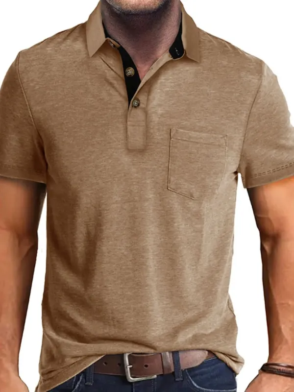Men's Full Size Classic Heathered Pocket Polo Shirt Plus Size sold by Gigi Laurent