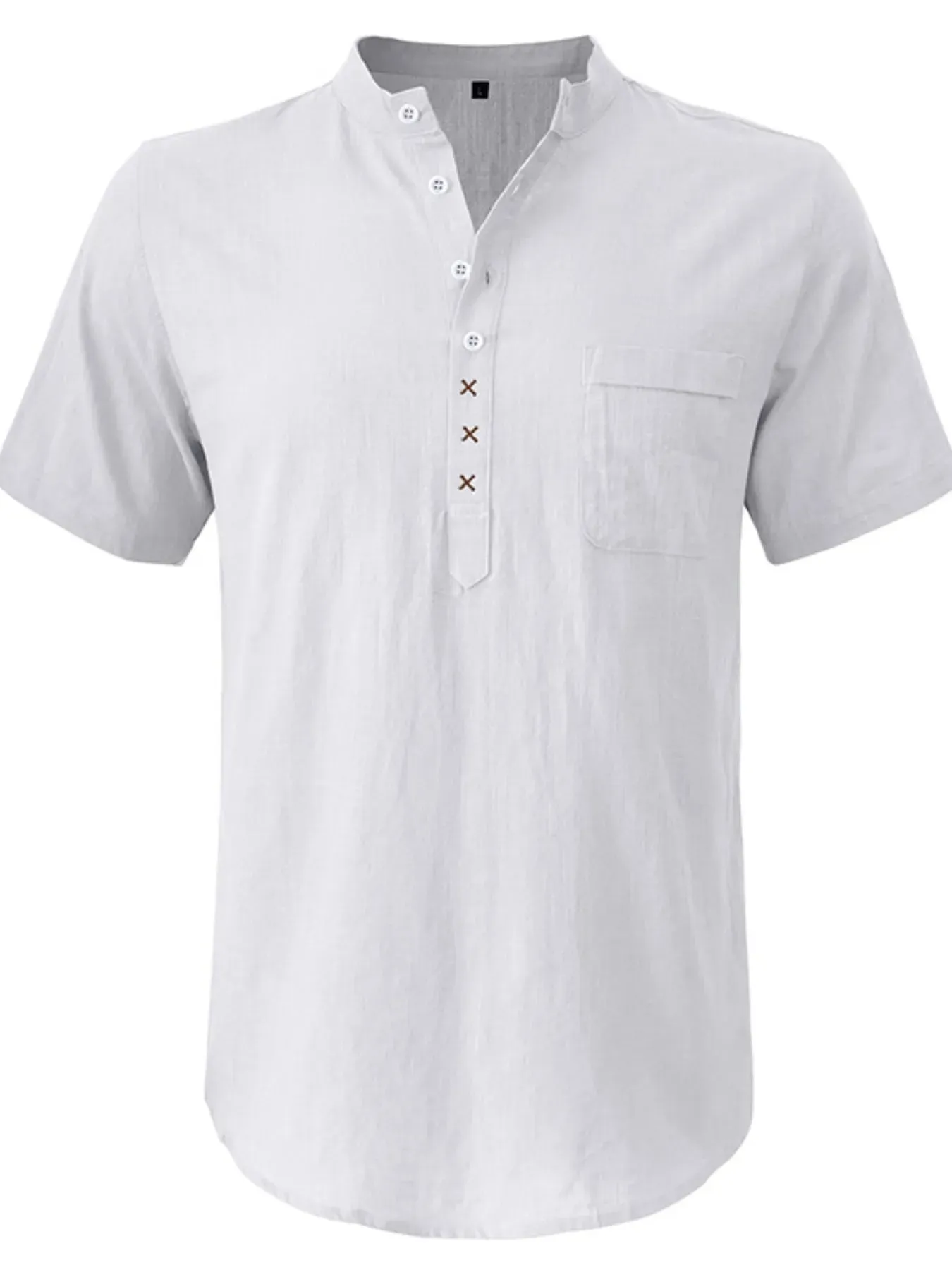Men's Casual Collar Short Sleeve Linen Polo Shirt sold by Gigi Laurent product image thumbnail 2