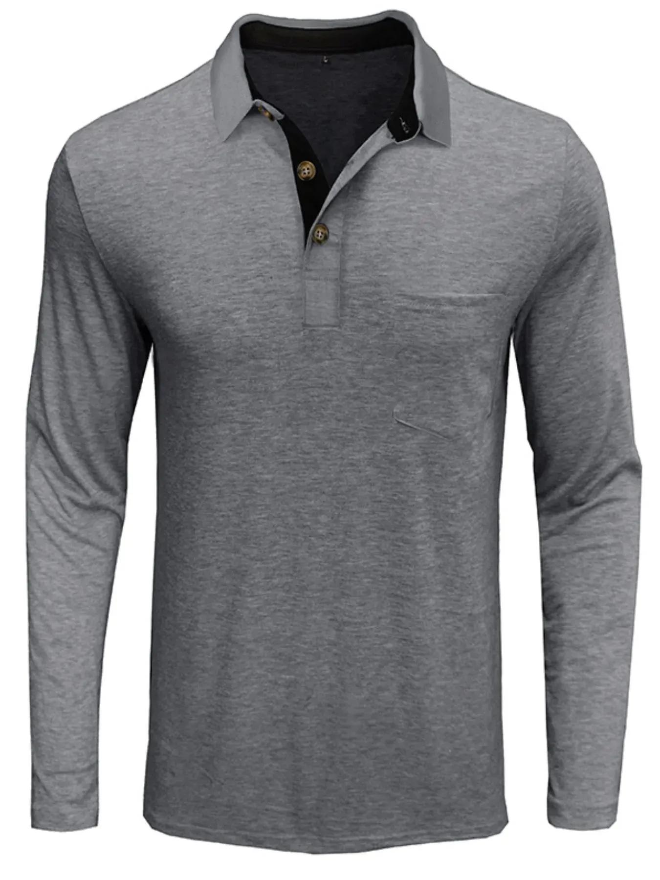 Men's Full Size Long Sleeve Pocket Polo Shirt Plus Size sold by Gigi Laurent product image thumbnail 5