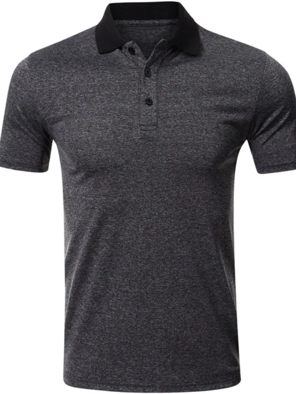 Men's Classic Heathered Polo Shirt with Contrast Collar sold by Gigi Laurent