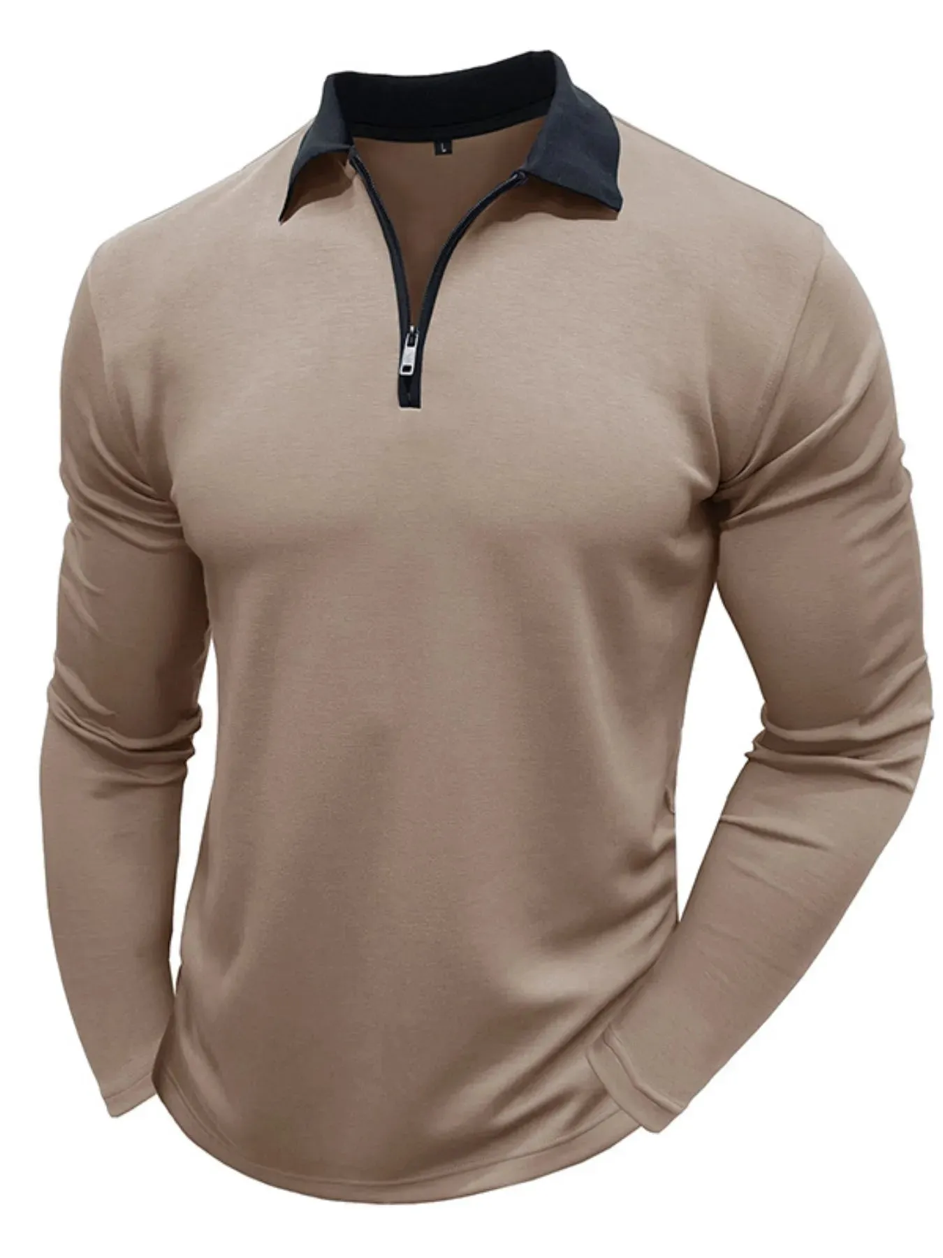 Men's Classic Long Sleeve Contrast Collar Polo Shirt sold by Gigi Laurent product image thumbnail 4