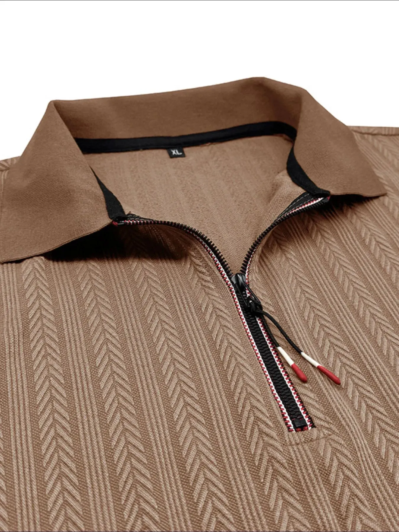 Men's Textured Quarter-Zip Polo Shirt sold by Gigi Laurent product image thumbnail 4