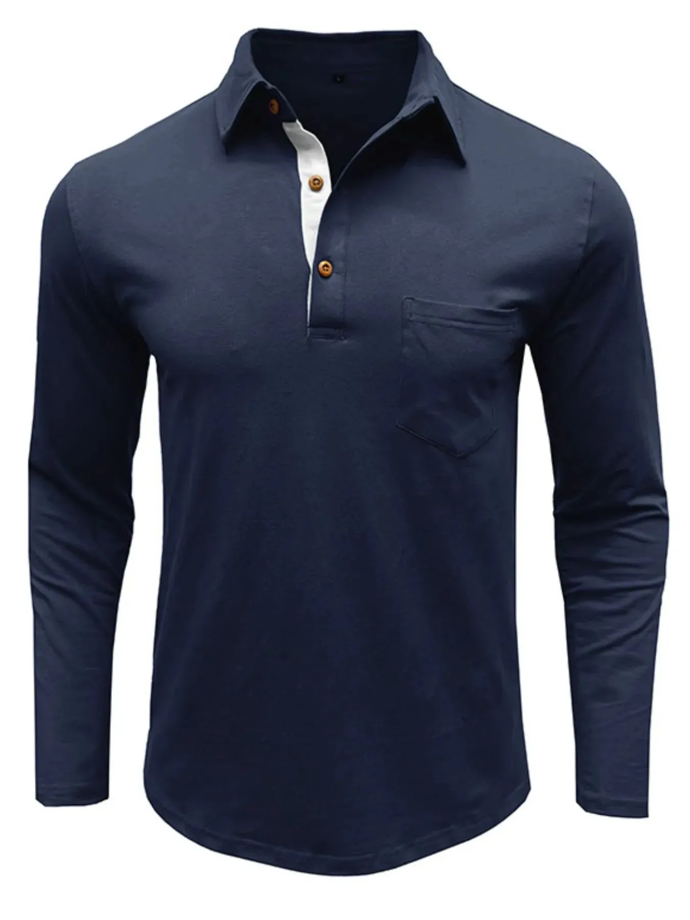 Men's Long Sleeve Polo Shirt with Chest Pocket sold by Gigi Laurent product image thumbnail 3