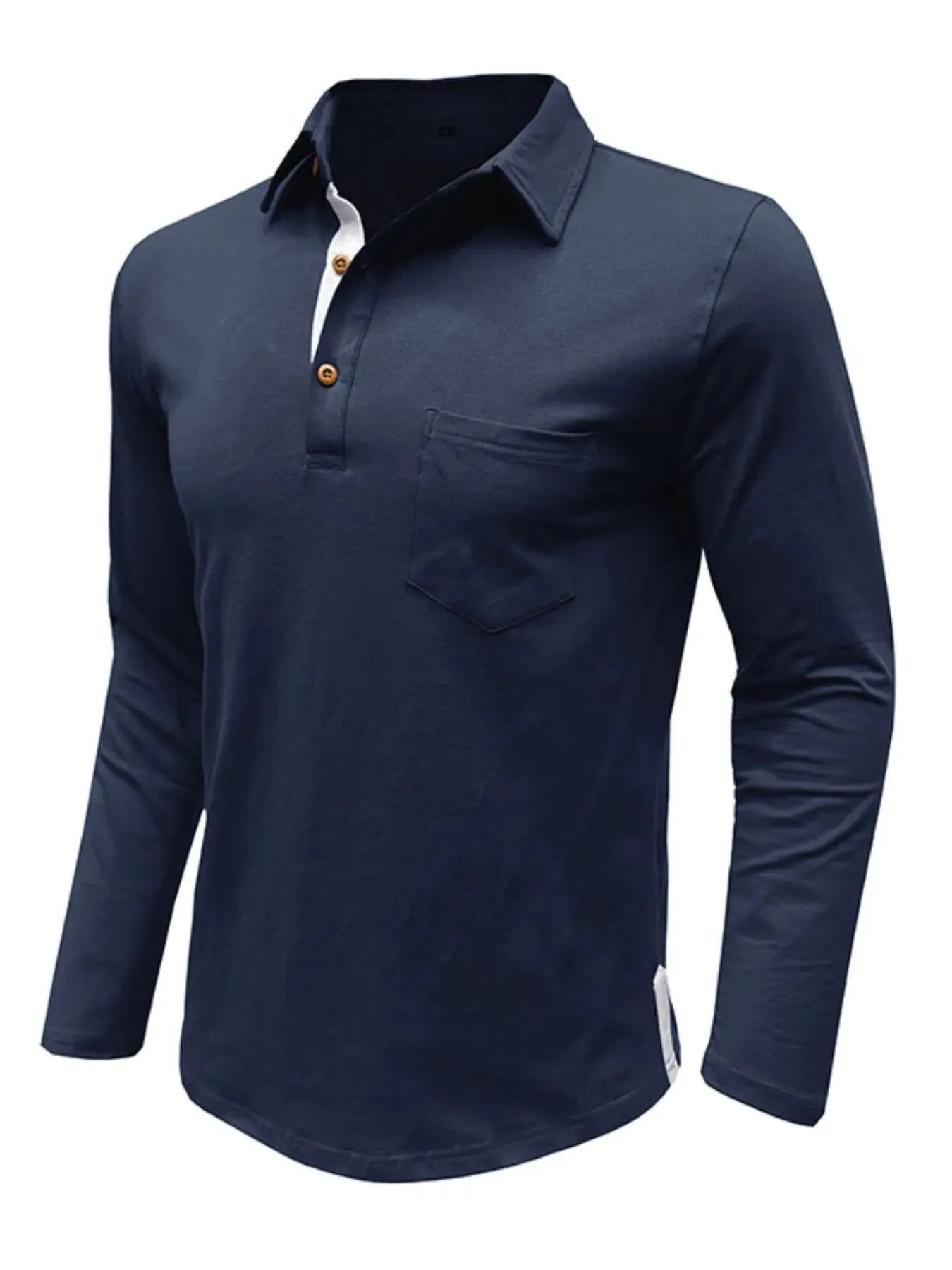 Men's Long Sleeve Polo Shirt with Chest Pocket sold by Gigi Laurent product image thumbnail 2