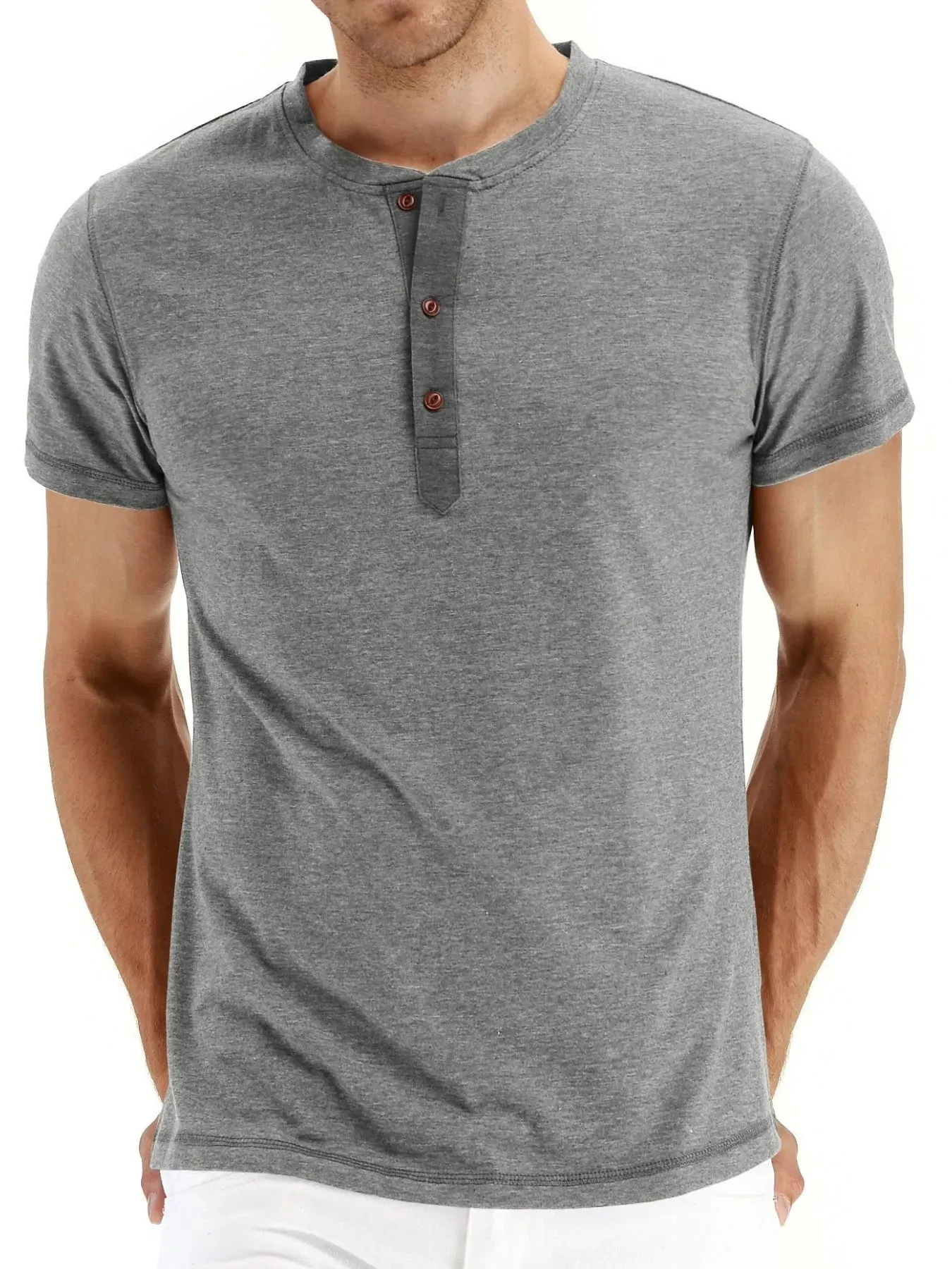 Men's Short Sleeve Henley Polo Shirt sold by Gigi Laurent product image thumbnail 2