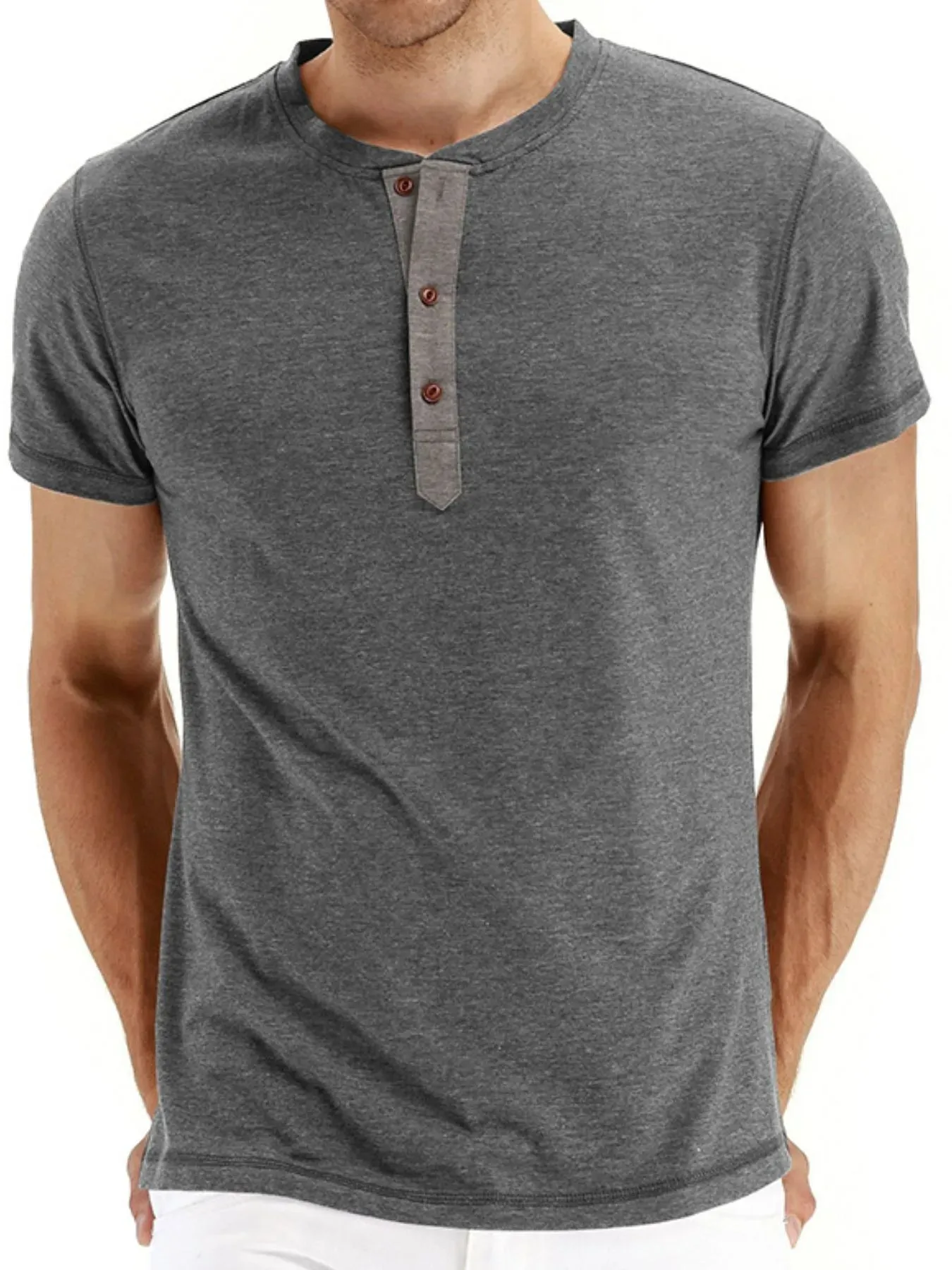Men's Short Sleeve Henley Polo Shirt sold by Gigi Laurent product image thumbnail 5