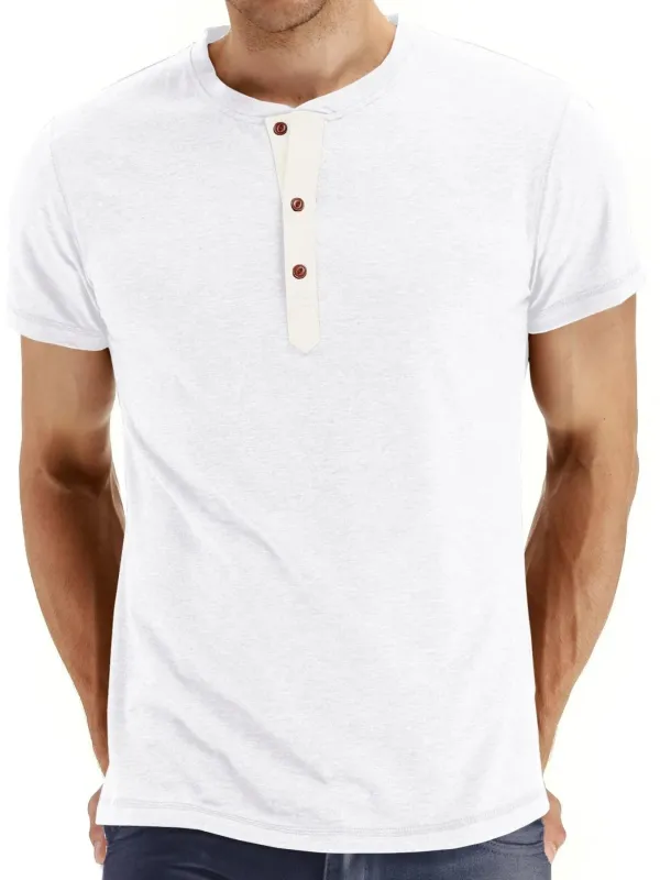 Men's Short Sleeve Henley Polo Shirt sold by Gigi Laurent
