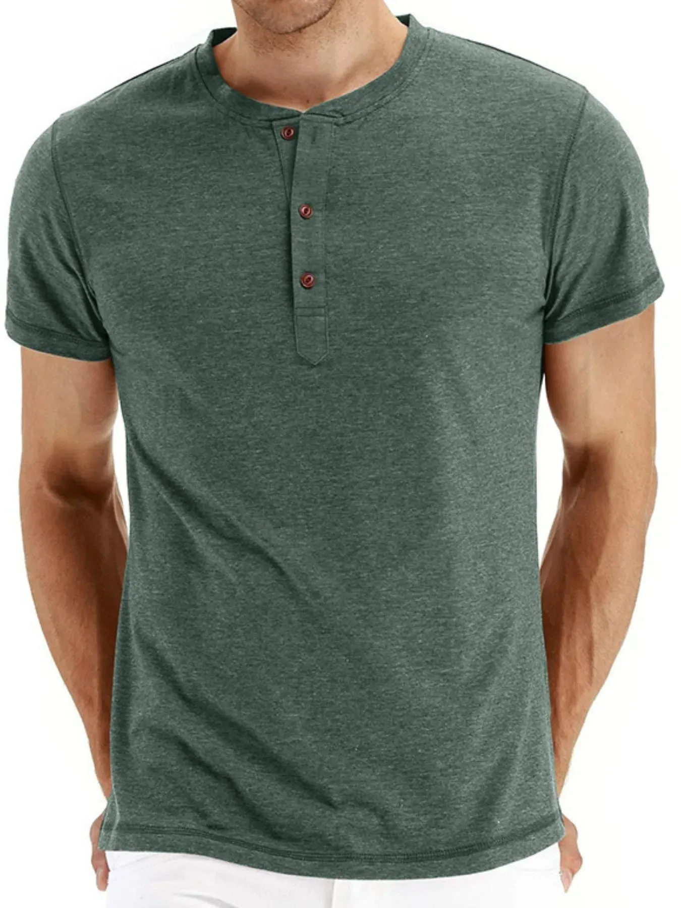 Men's Short Sleeve Henley Polo Shirt sold by Gigi Laurent product image thumbnail 3