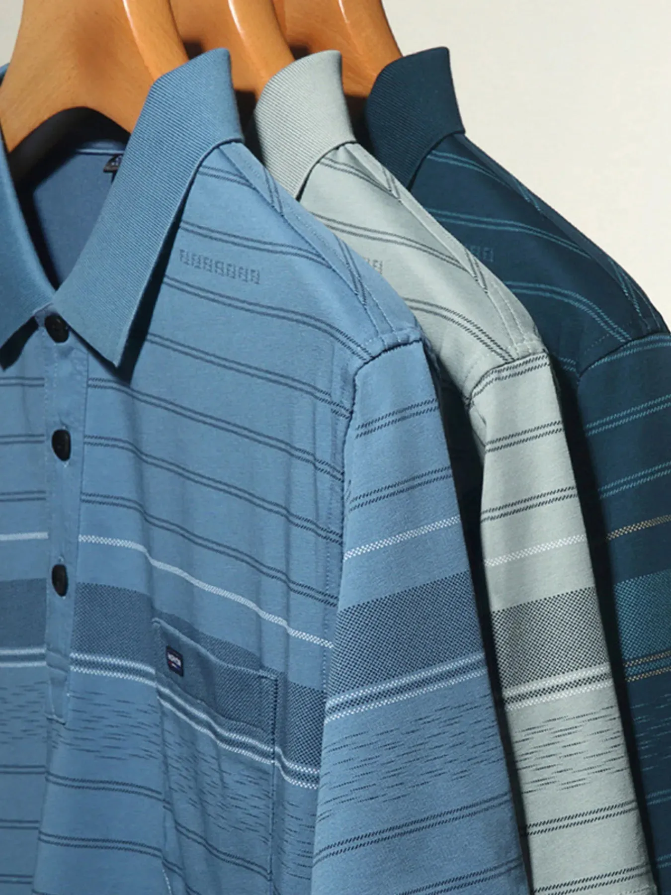 Men's Plus Size Classic Striped Business Casual Polo Shirt sold by Gigi Laurent product image thumbnail 3