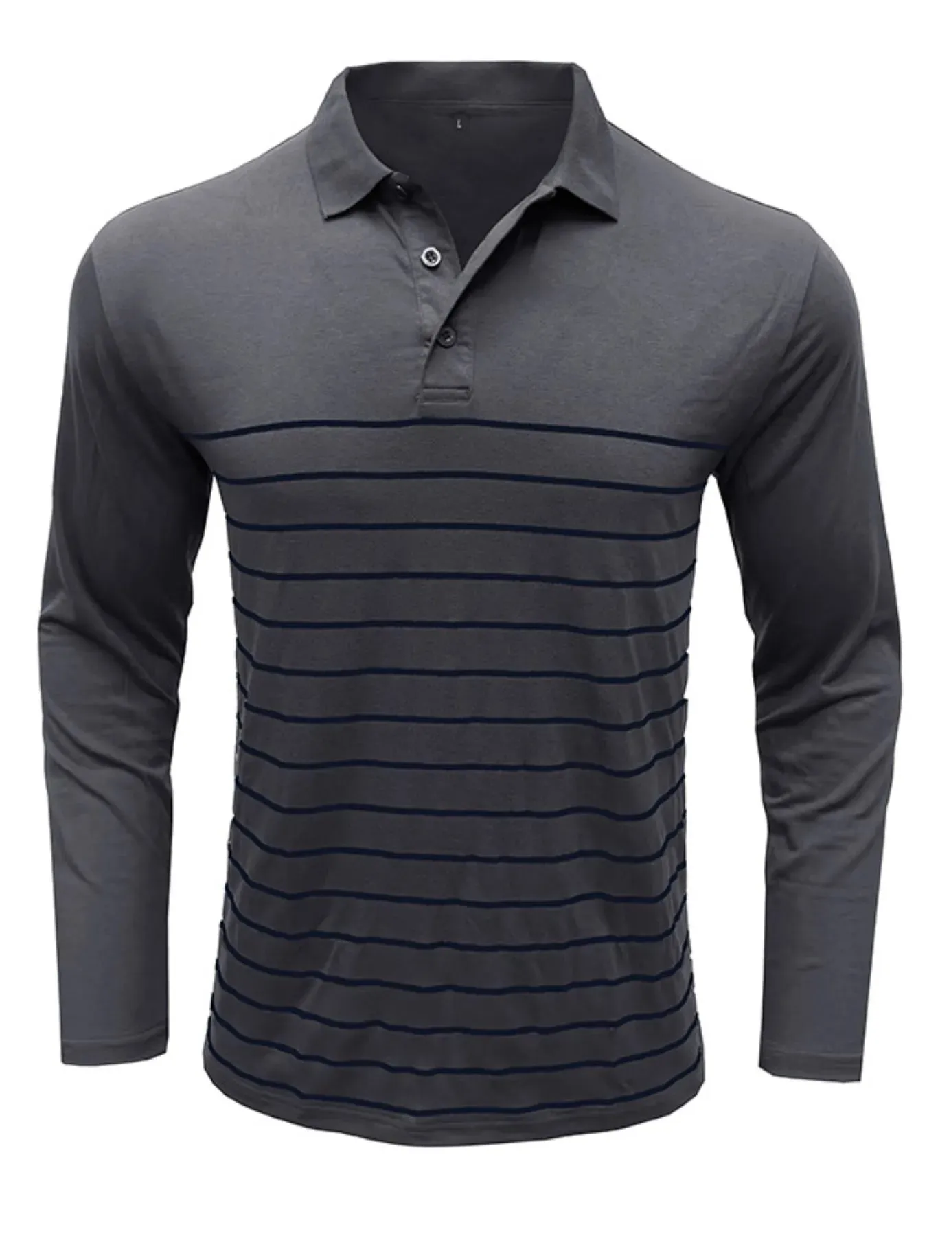 Men's Striped Long Sleeve Polo Shirt sold by Gigi Laurent product image thumbnail 4