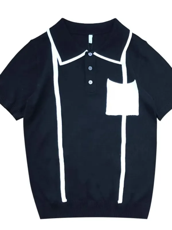 Men's Full Size Contrast Trim Knit Polo Shirt Plus Size sold by Gigi Laurent