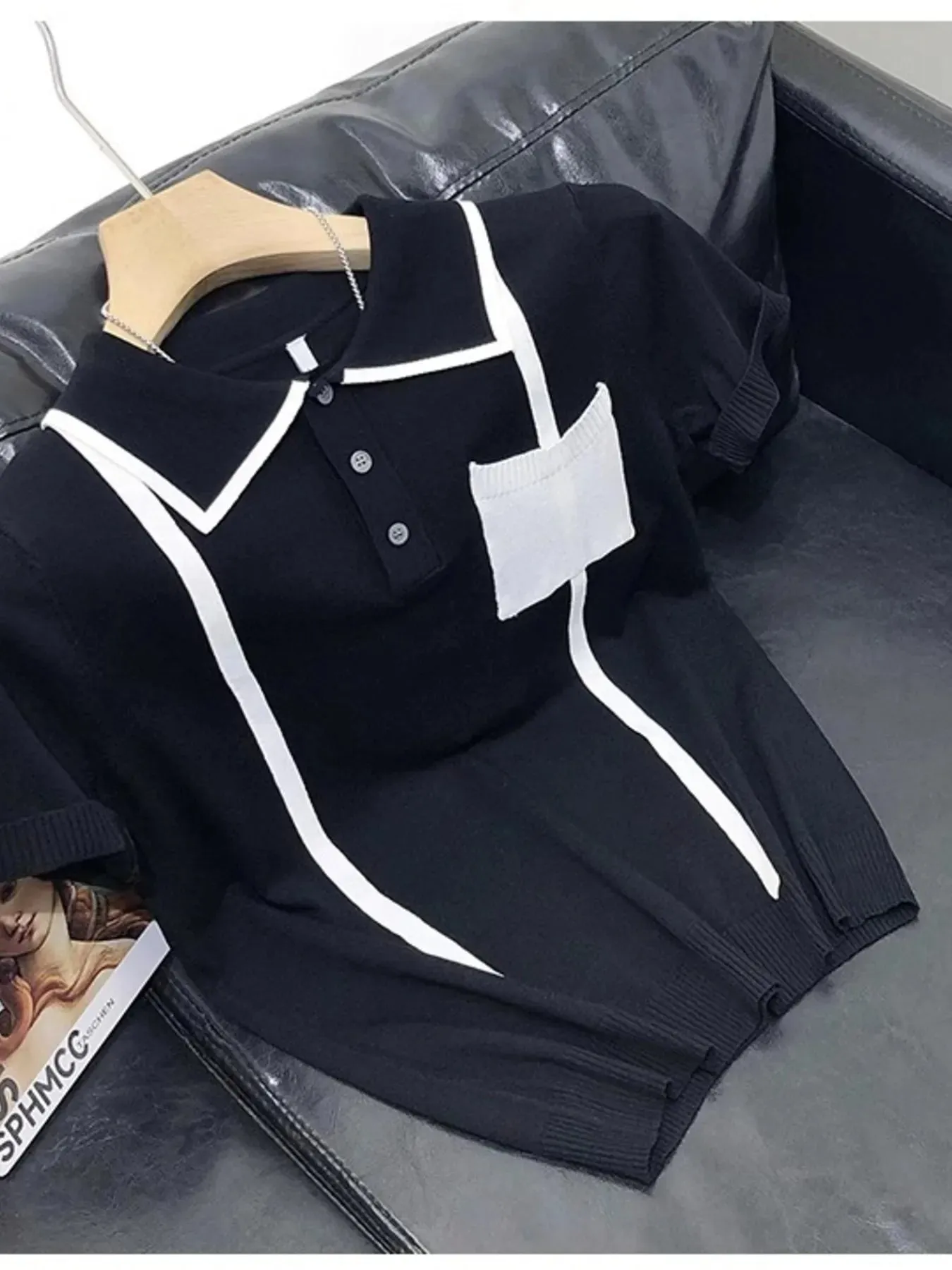 Men's Full Size Contrast Trim Knit Polo Shirt Plus Size sold by Gigi Laurent product image thumbnail 3