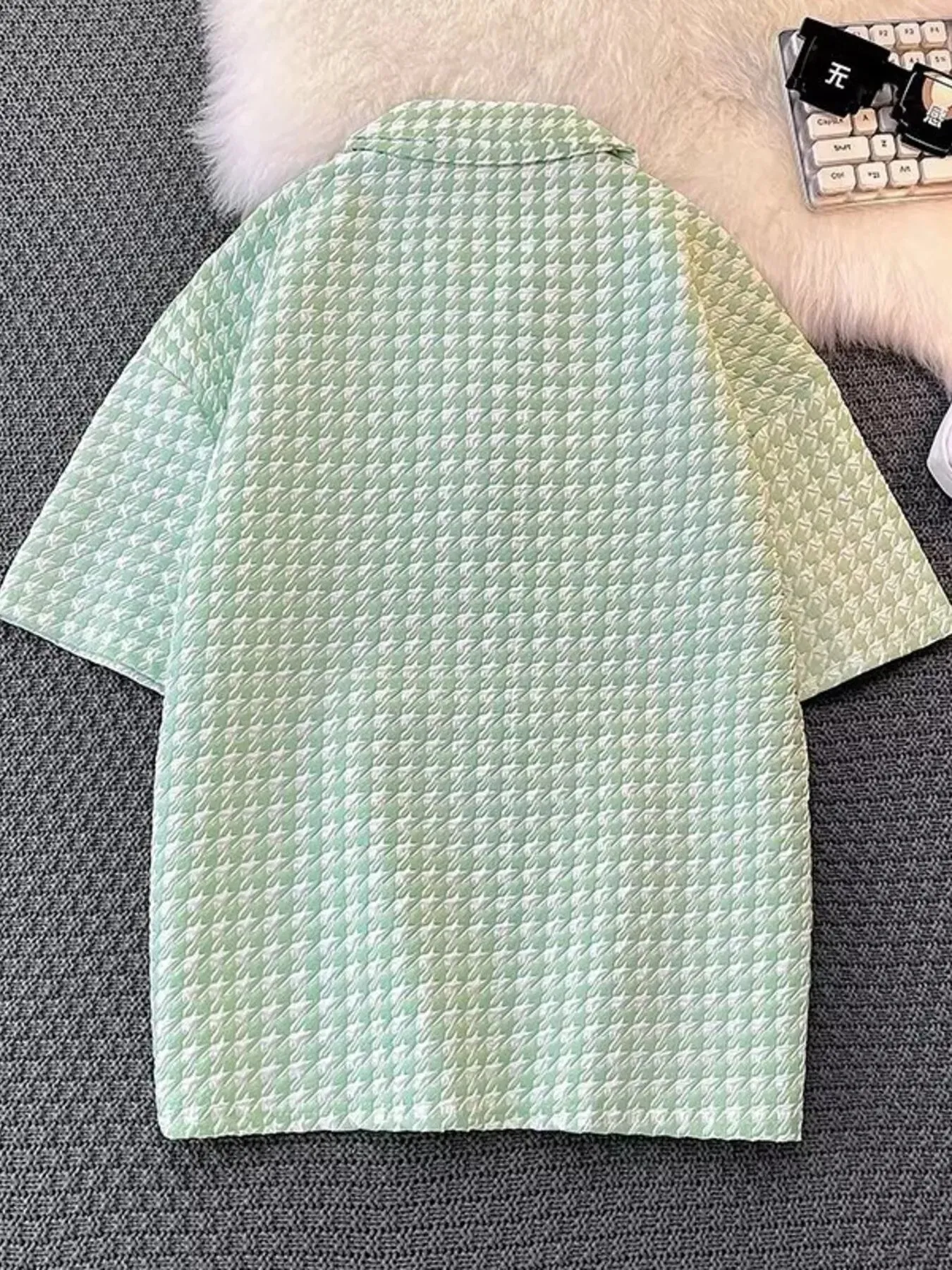 Men's Plus Size Houndstooth Pattern Short Sleeve Polo Shirt sold by Gigi Laurent product image thumbnail 2