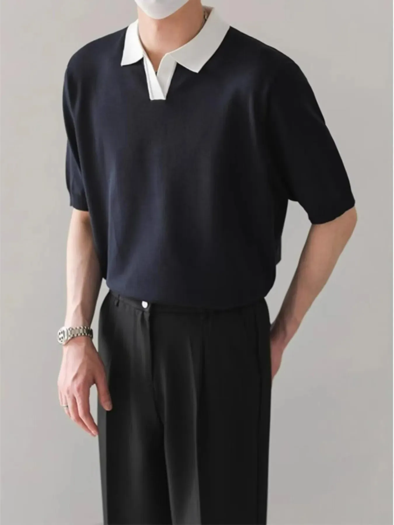 Men's Full Size Contrast Collar Short Sleeve Polo Shirt Plus Size sold by Gigi Laurent