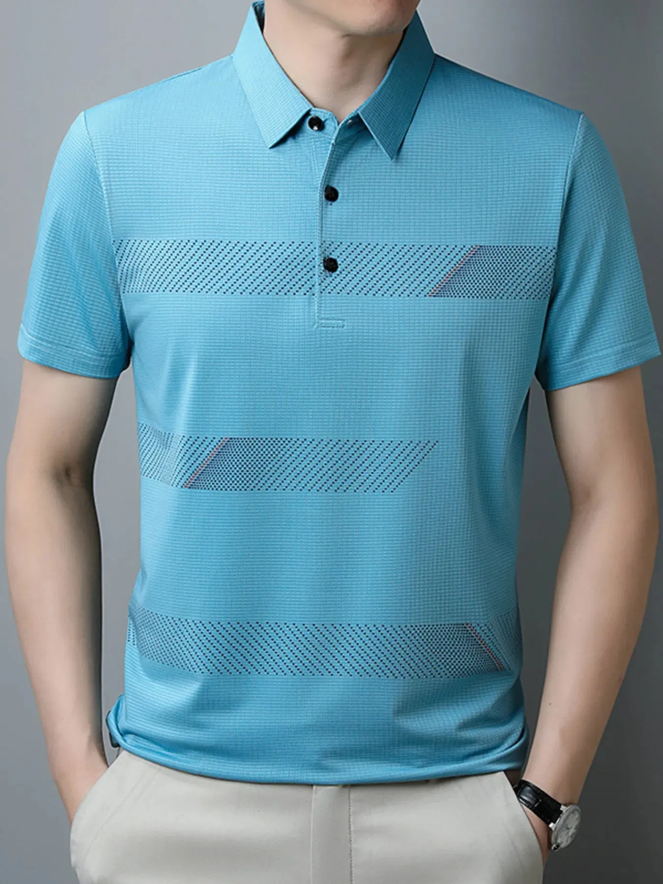 Men's Plus Size Striped Short Sleeve Casual Polo Shirt sold by Gigi Laurent product image thumbnail 2