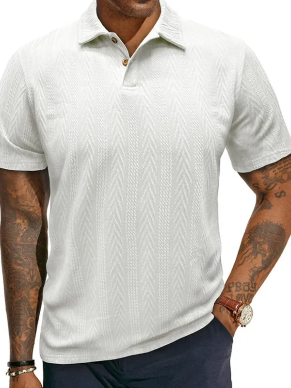 Men's Classic Chevron Textured Polo Shirt sold by Gigi Laurent