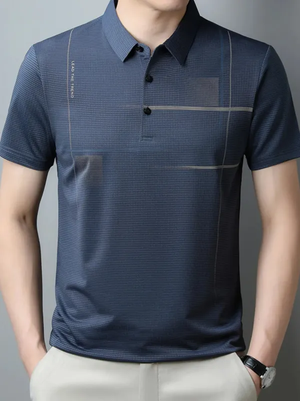 Men's Plus Size Quick-Dry Short Sleeve Polo Shirt made by Trendsi