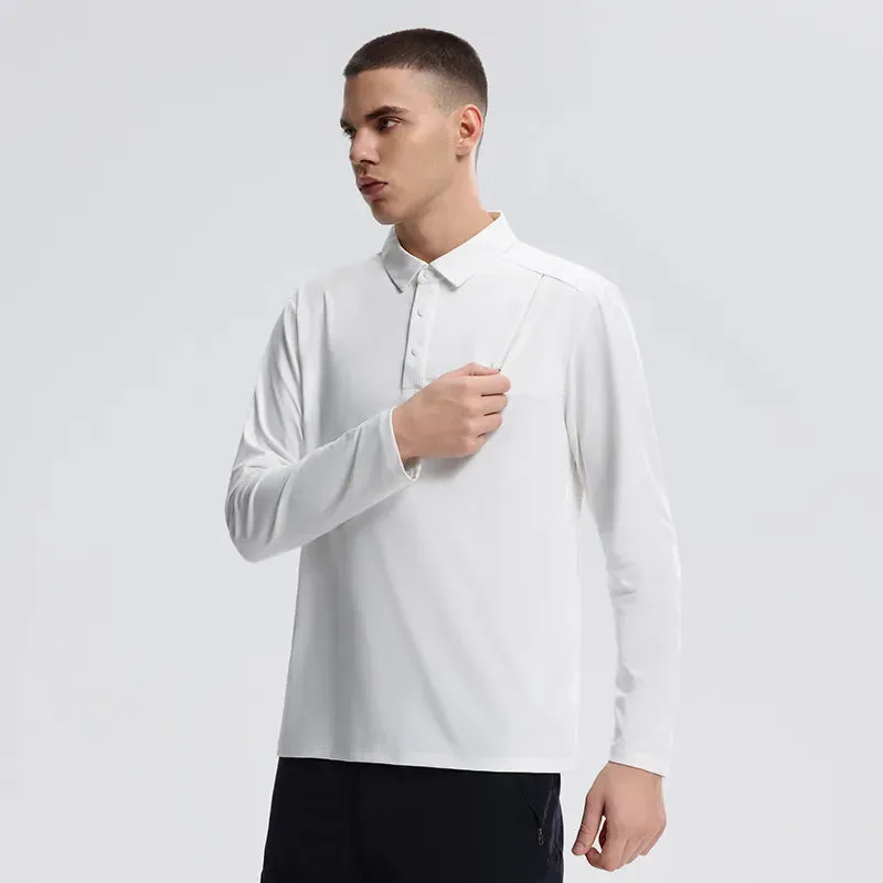 Men's Plus Size Classic Long Sleeve Polo Shirt sold by Gigi Laurent product image thumbnail 5