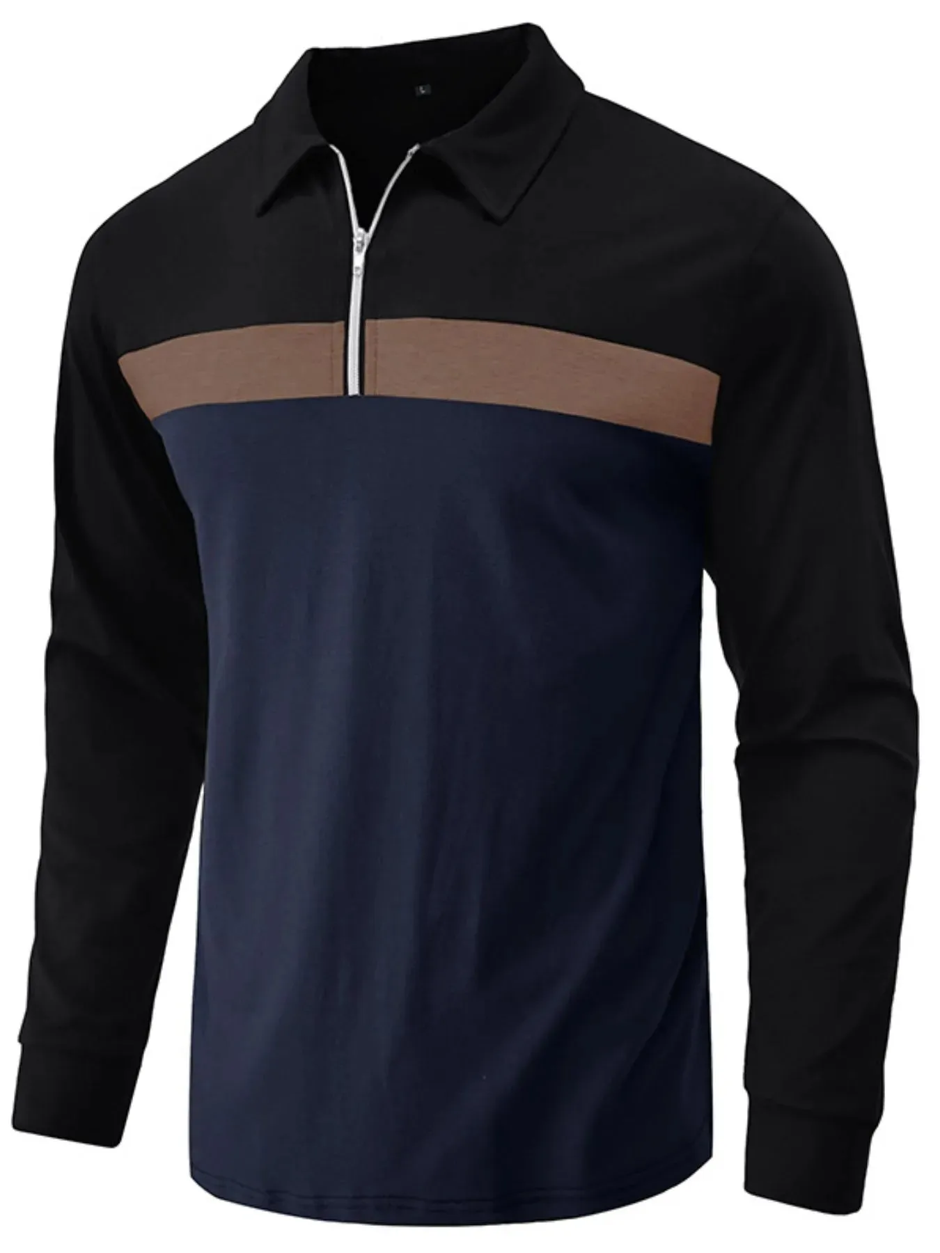 Men's Color Block Long Sleeve Polo Shirt sold by Gigi Laurent product image thumbnail 5