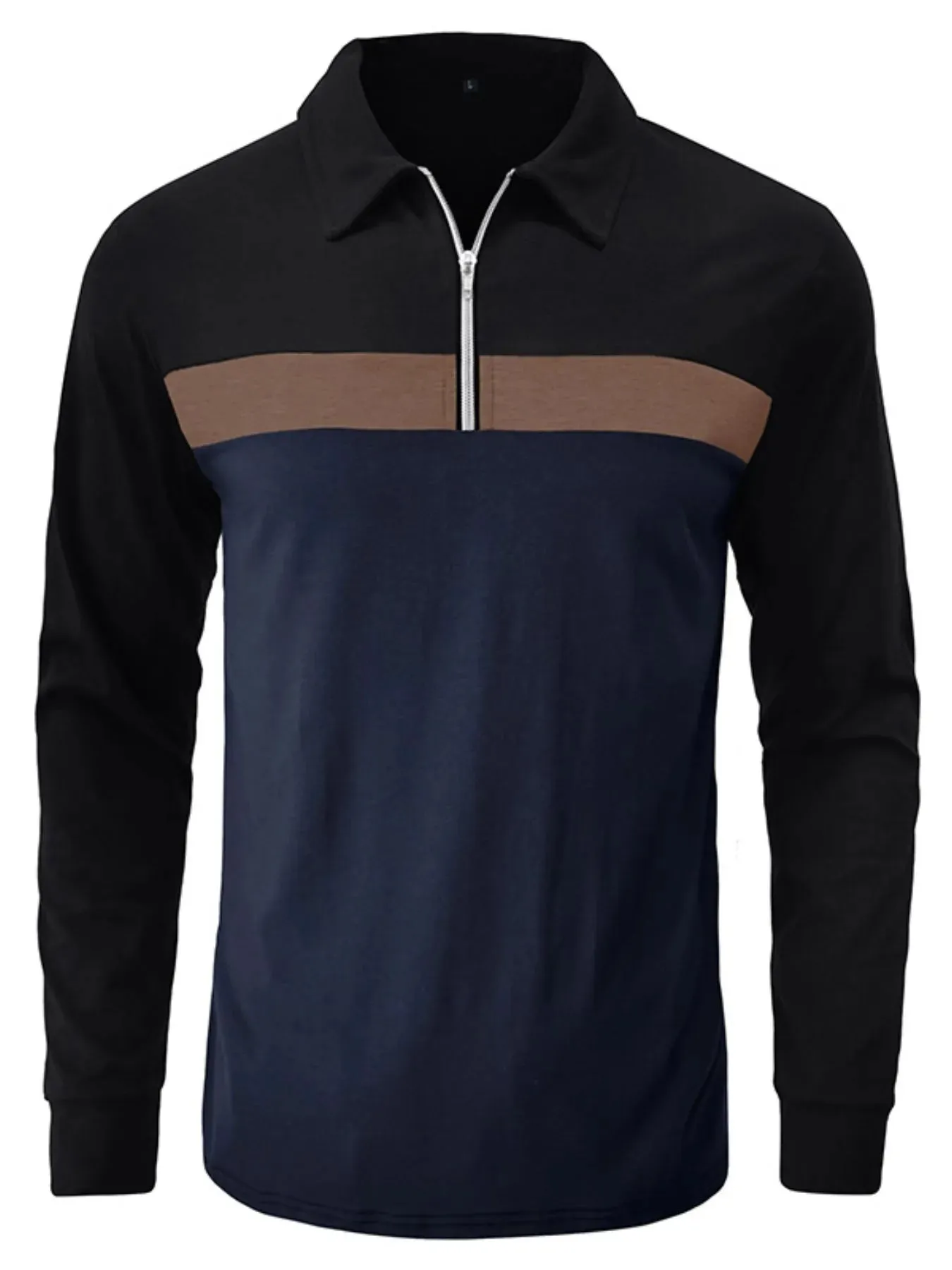 Men's Color Block Long Sleeve Polo Shirt sold by Gigi Laurent product image thumbnail 2