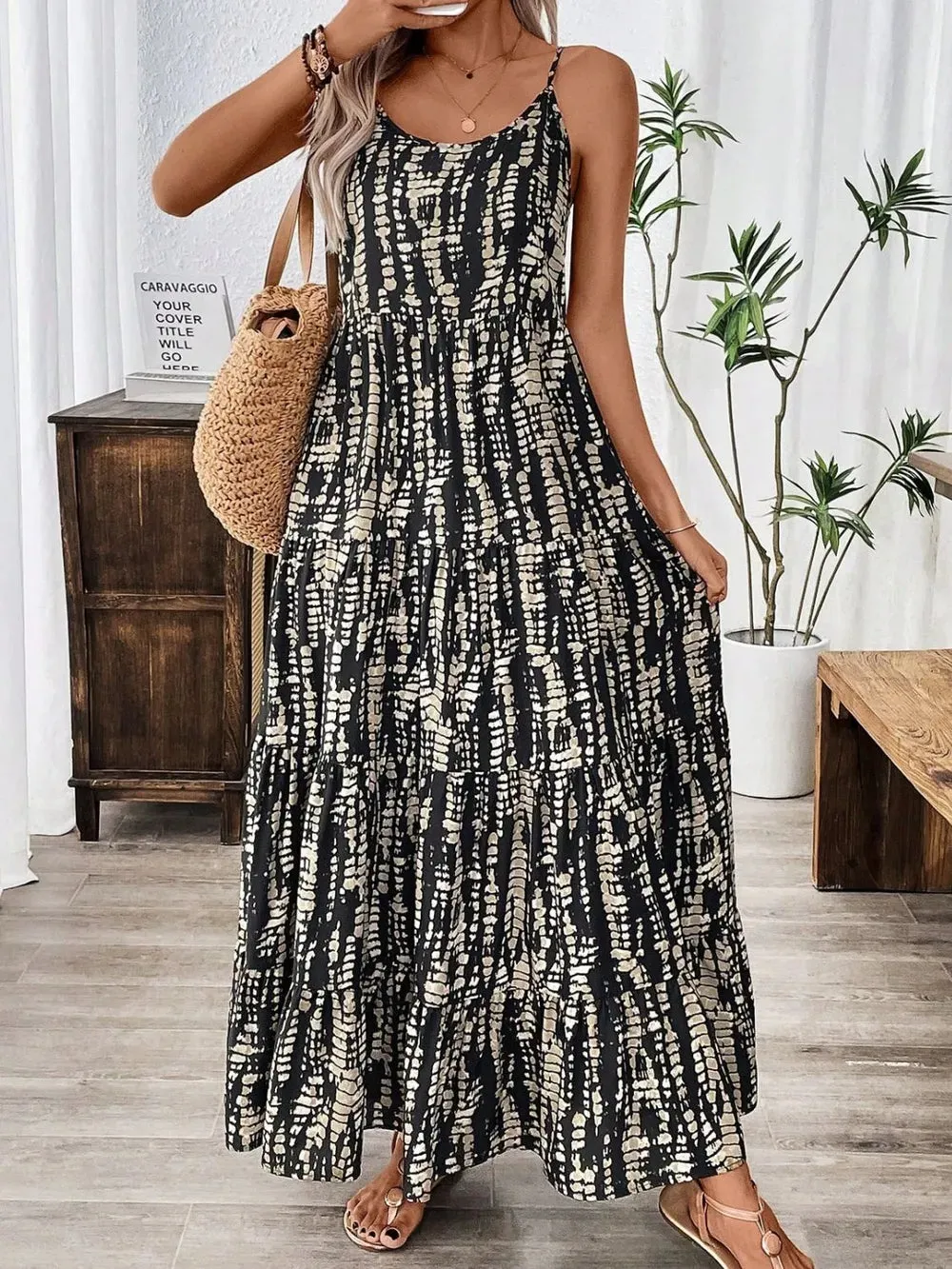 Printed Scoop Neck Maxi Cami Dress sold by Gigi Laurent product image thumbnail 3