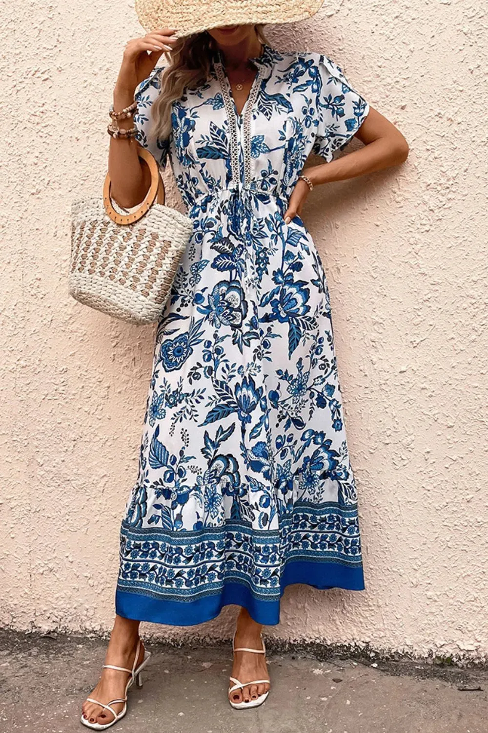 Printed Notched Short Sleeve Dress sold by Gigi Laurent product image thumbnail 4