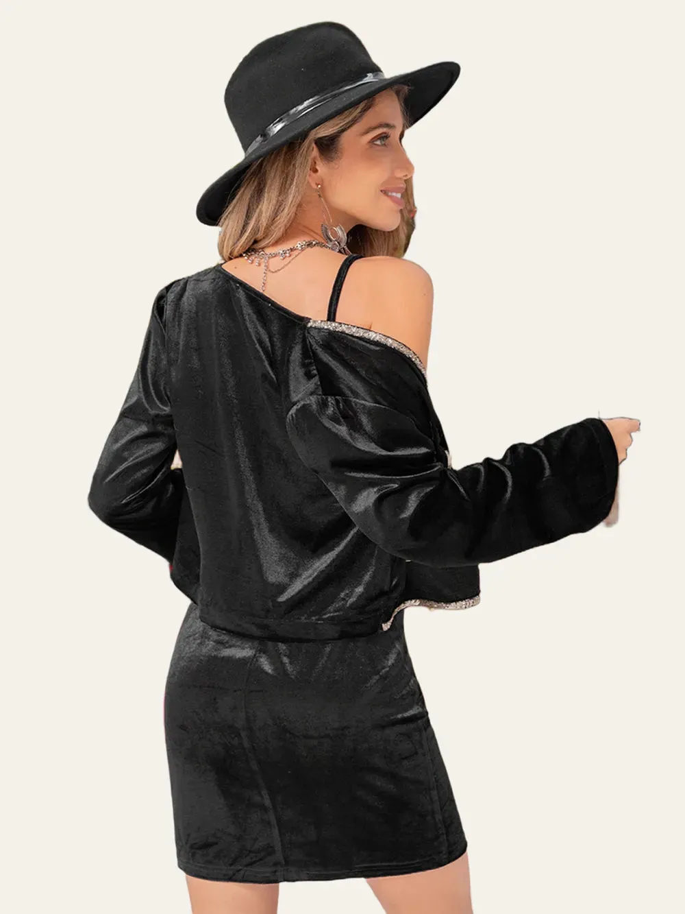 Embroidered Open Front Cardigan and Cami Dress Set sold by Gigi Laurent product image thumbnail 5