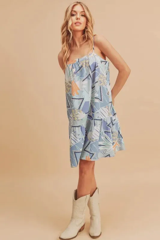 Aemi + Co Printed Ruffled Hem Square Neck Mini Cami Dress sold by Gigi Laurent product image thumbnail 3