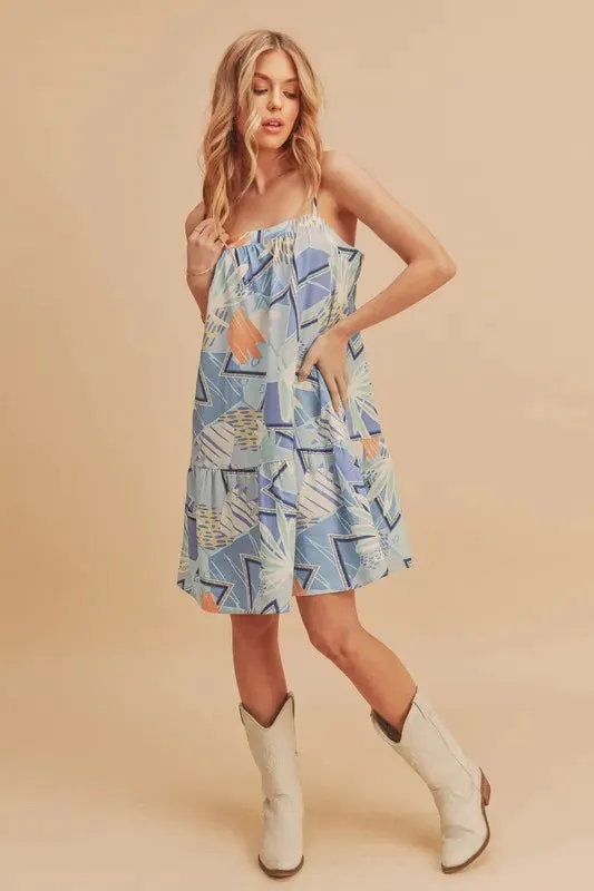 Aemi + Co Printed Ruffled Hem Square Neck Mini Cami Dress sold by Gigi Laurent product image thumbnail 2