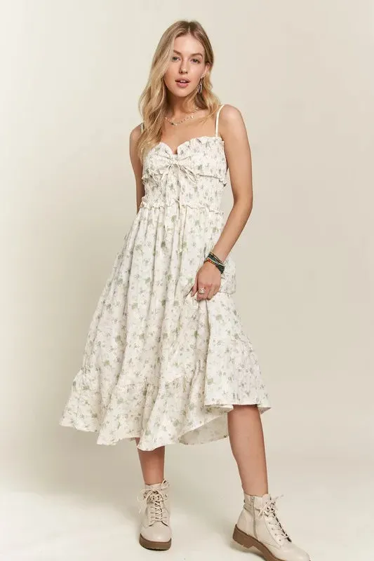 ADORA Smocked Floral Sweetheart Neck Cami Dress sold by Gigi Laurent
