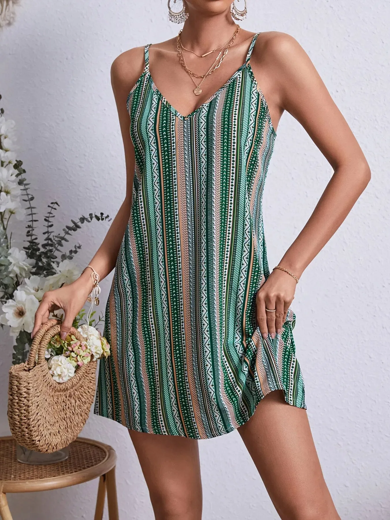 Striped V-Neck Cami Dress sold by Gigi Laurent product image thumbnail 3