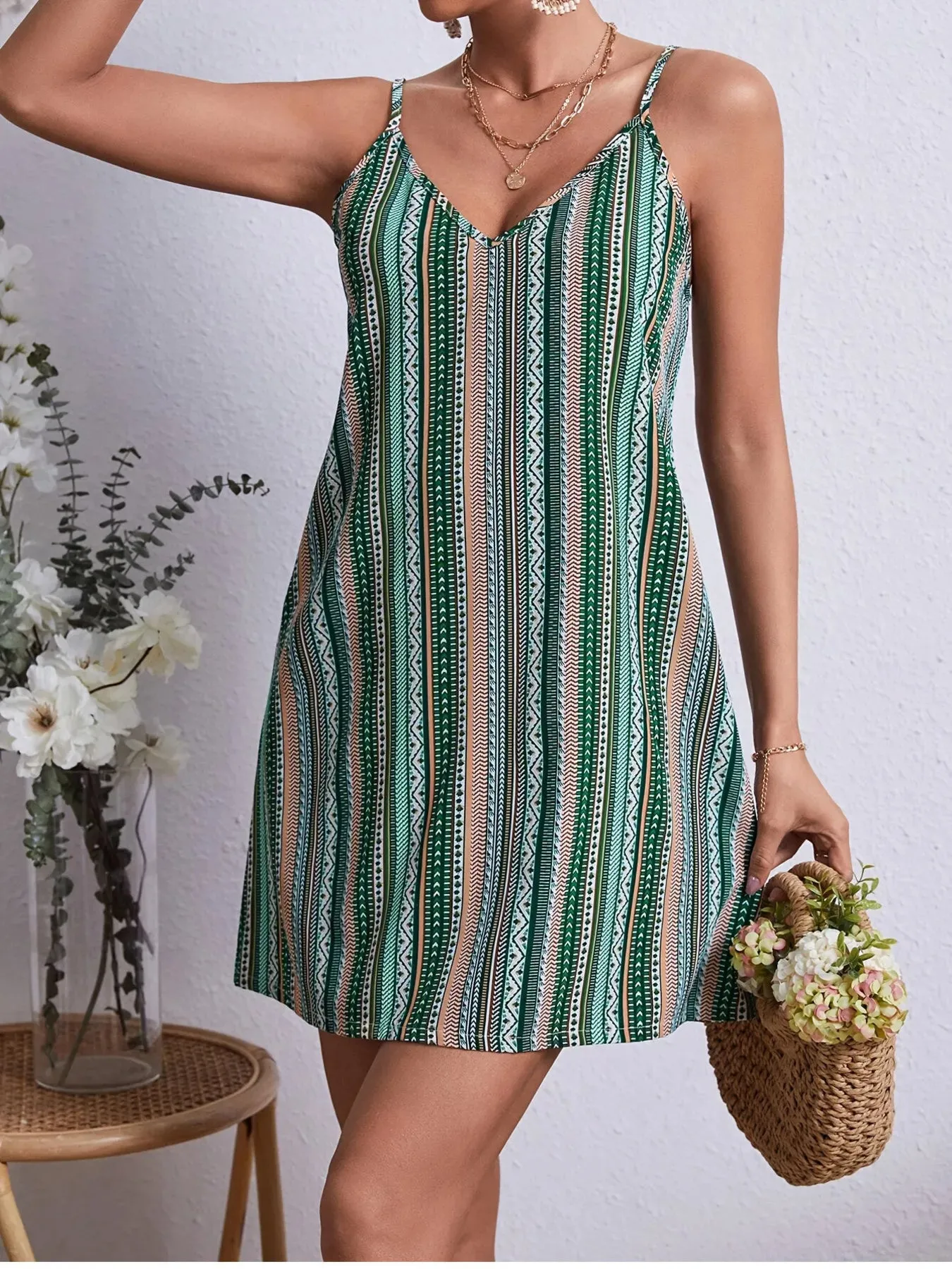 Striped V-Neck Cami Dress sold by Gigi Laurent product image thumbnail 4