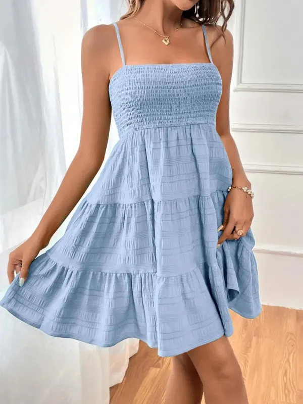 Tiered Smocked Square Neck Cami Dress sold by Gigi Laurent