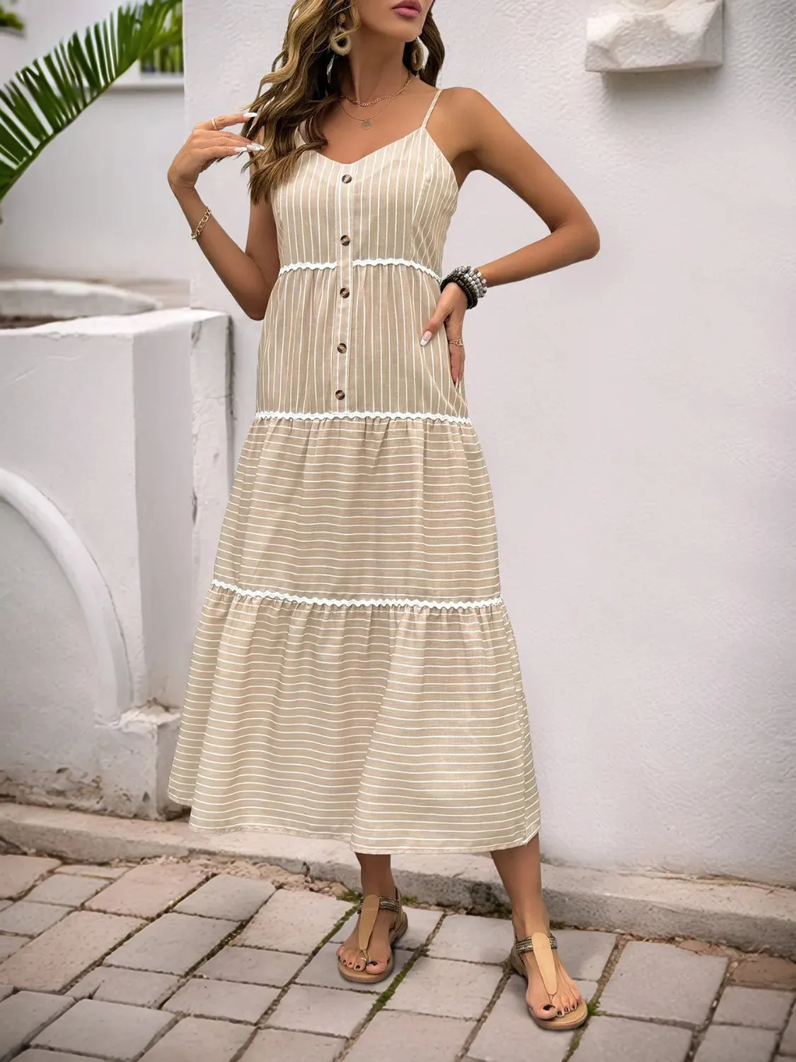 Striped V-Neck Cami Dress sold by Gigi Laurent product image thumbnail 3