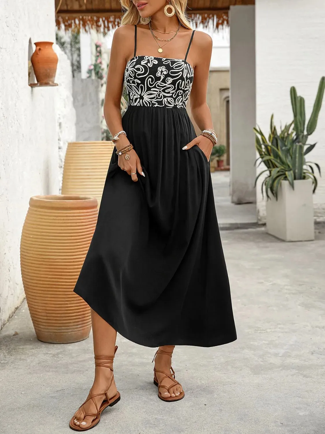 Smocked Midi Cami Dress with Pockets sold by Gigi Laurent product image thumbnail 2