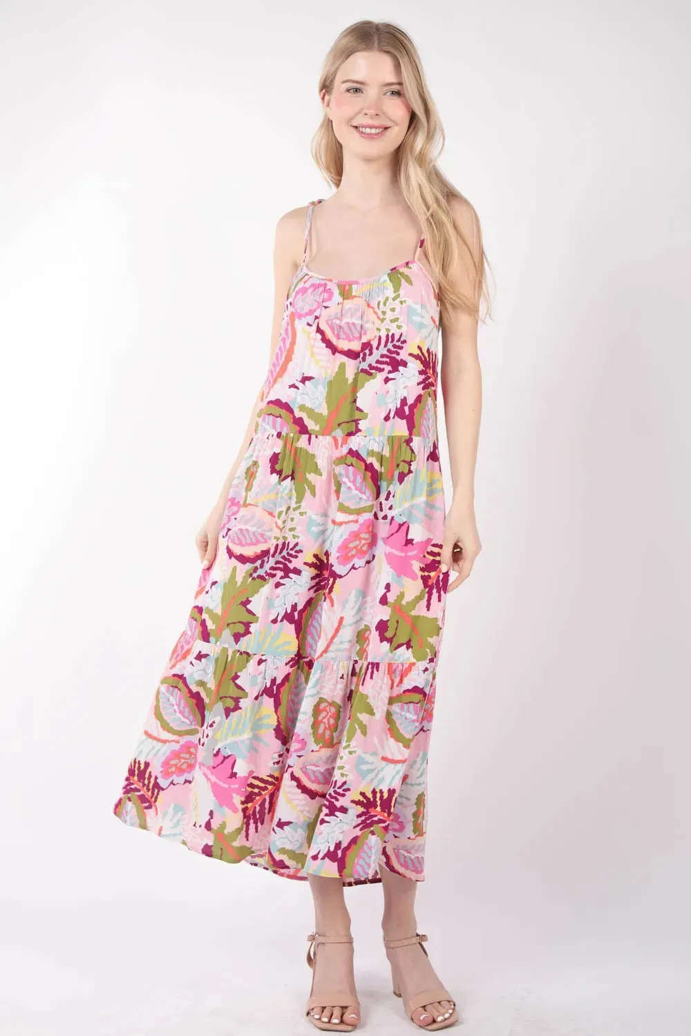 VERY J Tropical Printed Cami Midi Dress sold by Gigi Laurent