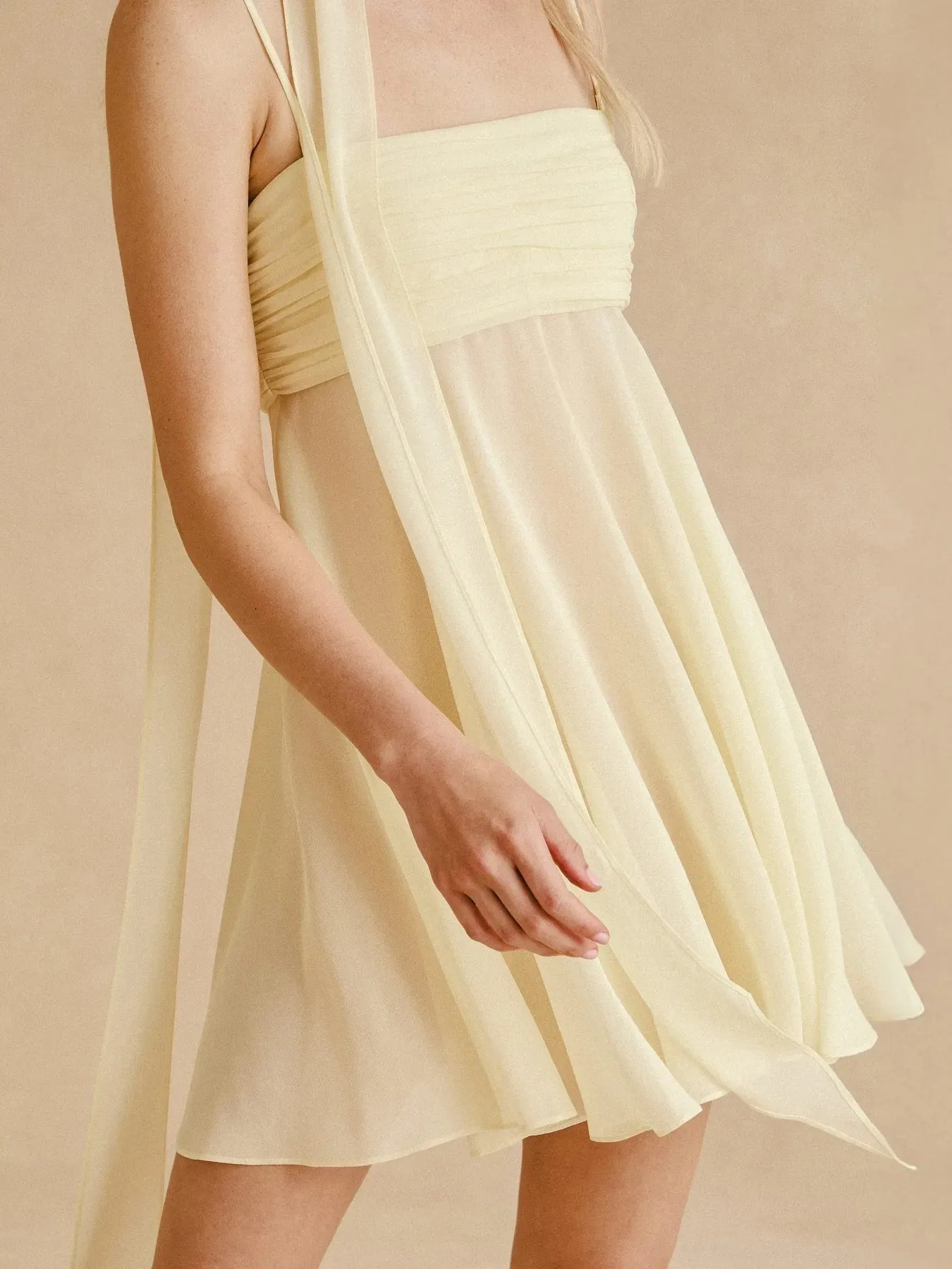 Ruched Square Neck Cami Dress with Scarf sold by Gigi Laurent