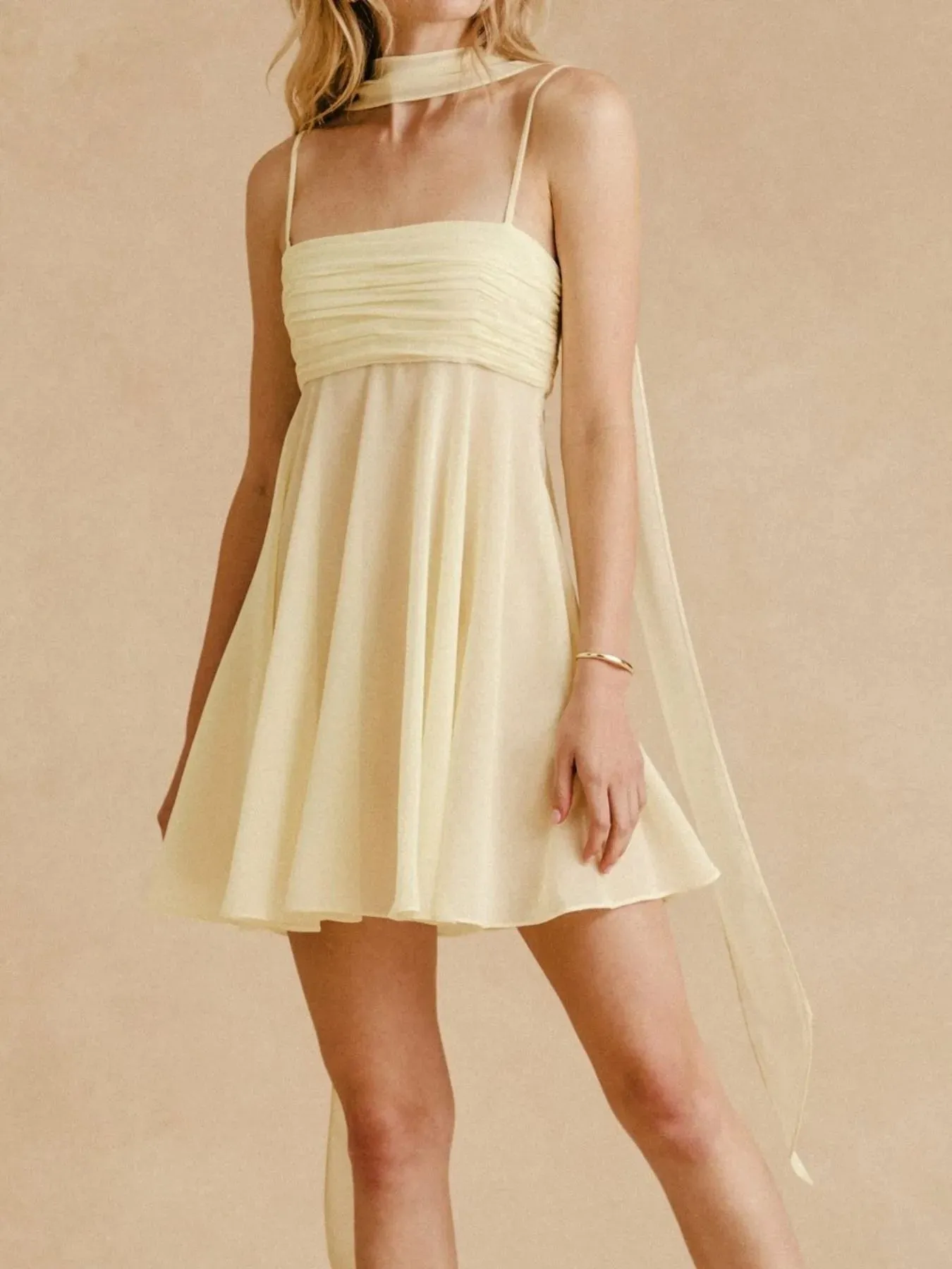 Ruched Square Neck Cami Dress with Scarf sold by Gigi Laurent product image thumbnail 3