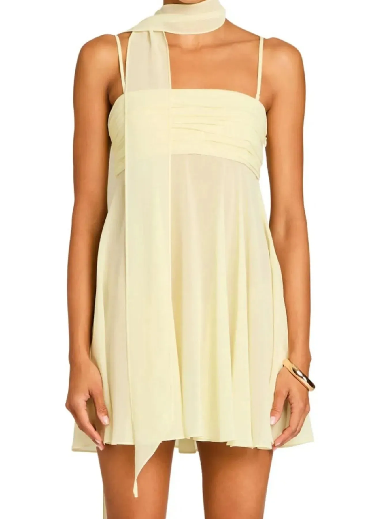 Ruched Square Neck Cami Dress with Scarf sold by Gigi Laurent product image thumbnail 5