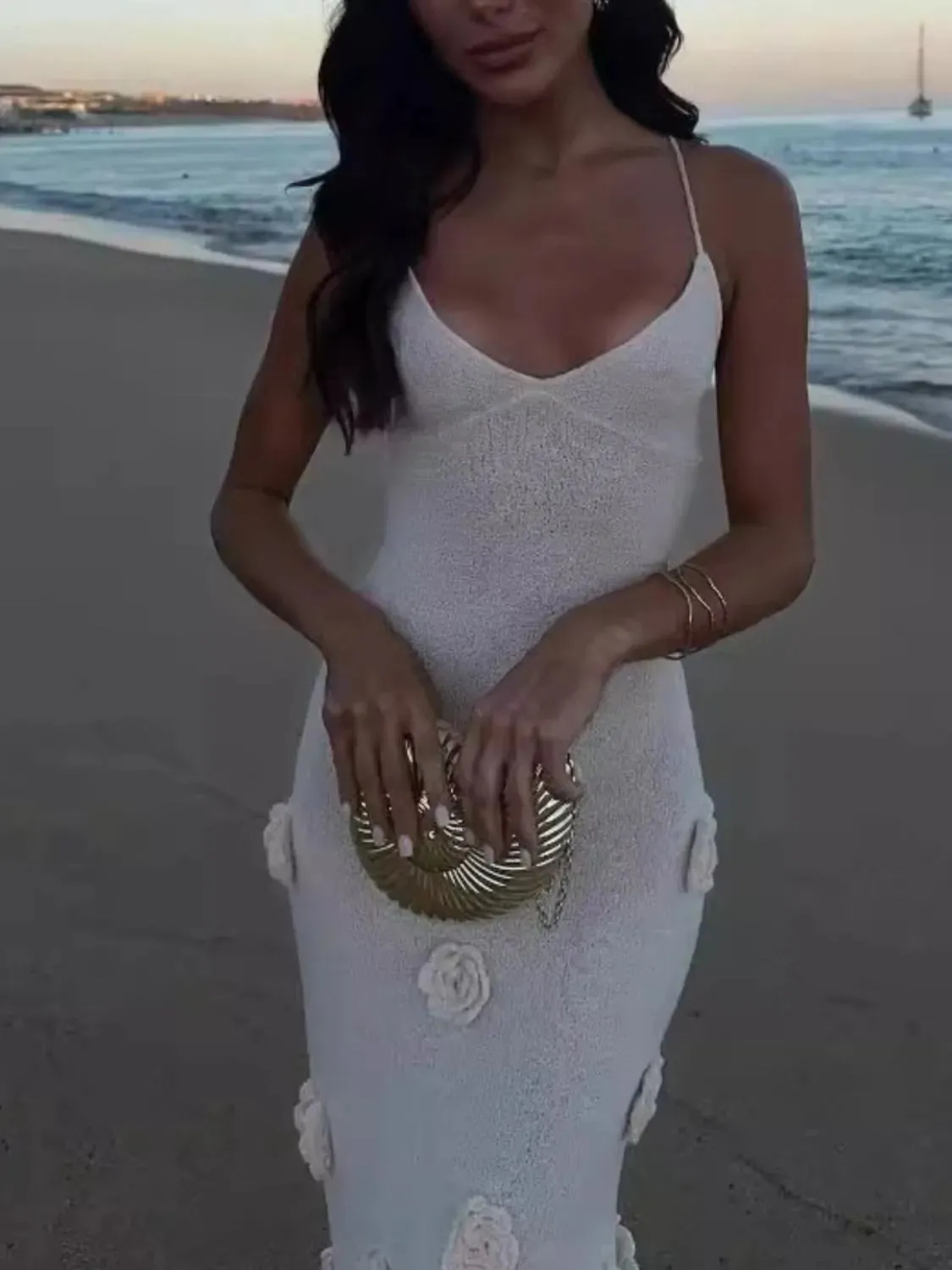 Flower Maxi Sweater Cami Dress sold by Gigi Laurent product image thumbnail 3