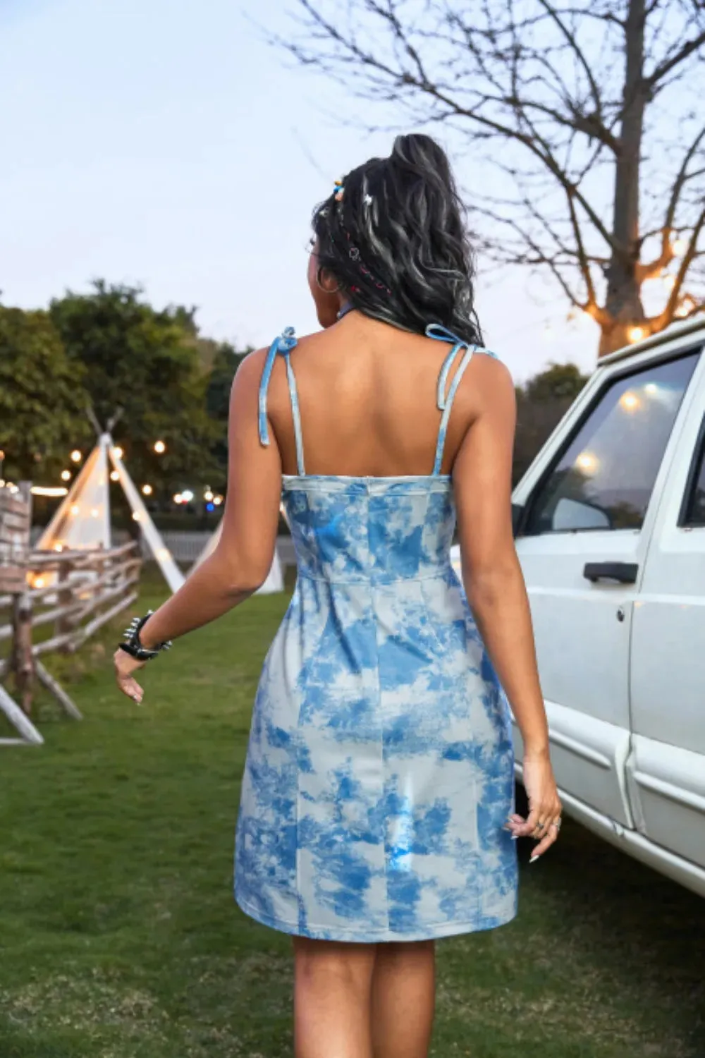 Tied Tie-Dye Sleeveless Mini Cami Dress sold by Gigi Laurent product image thumbnail 2