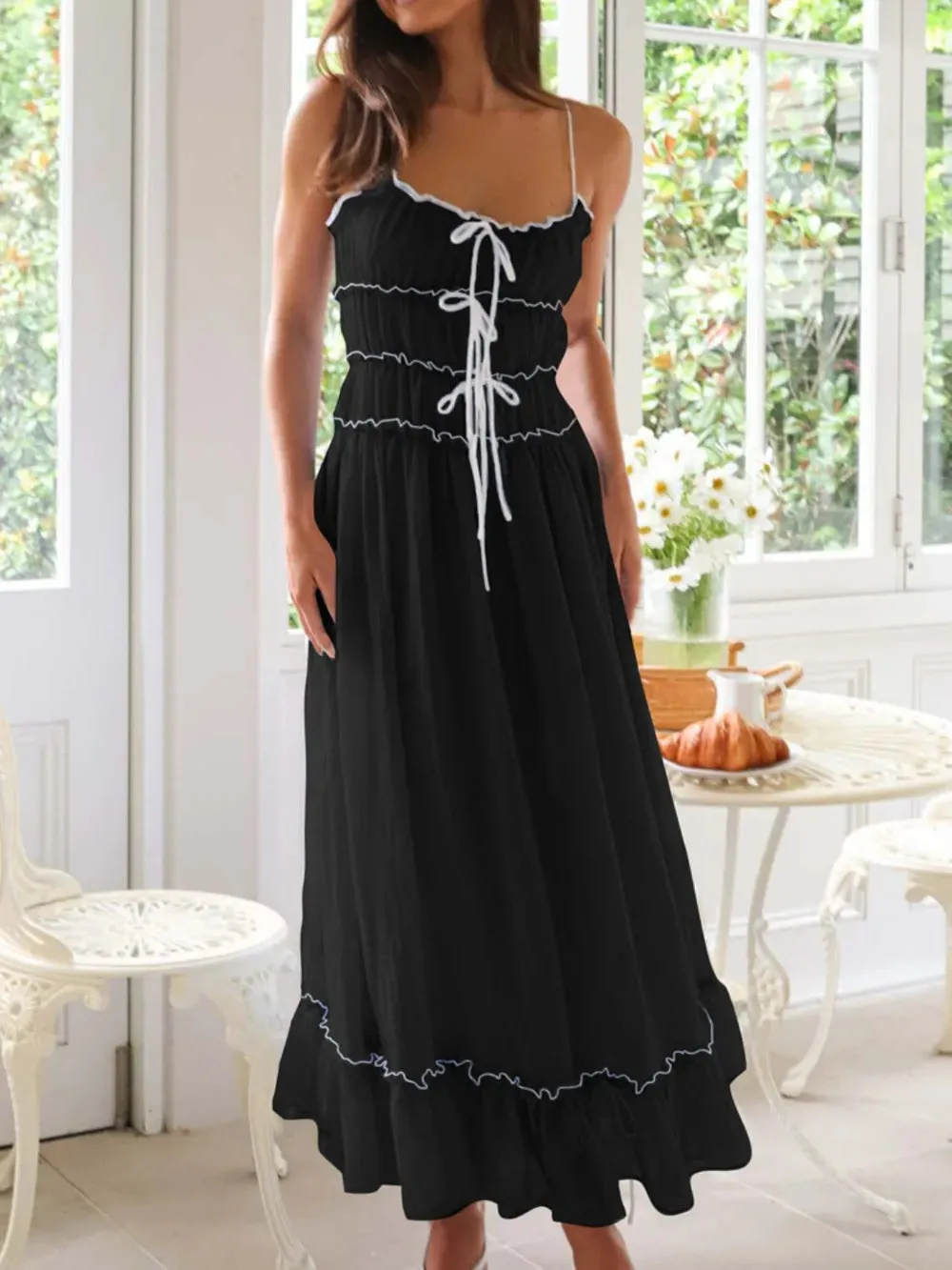 Devine Frill Ruffled Hem Midi Cami Dress sold by Gigi Laurent product image thumbnail 2